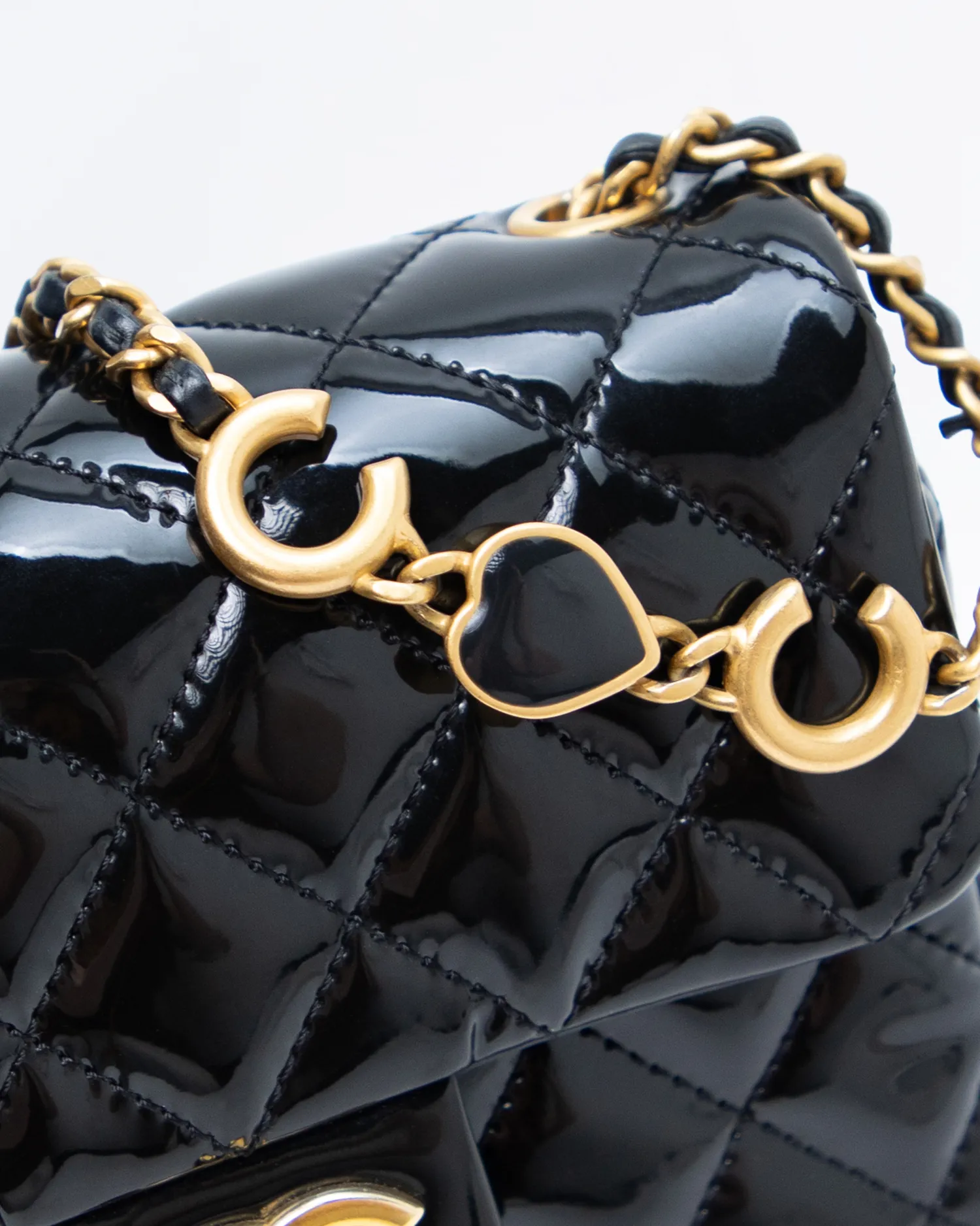 Patent Coco de Toi Heart Mini Flap Bag