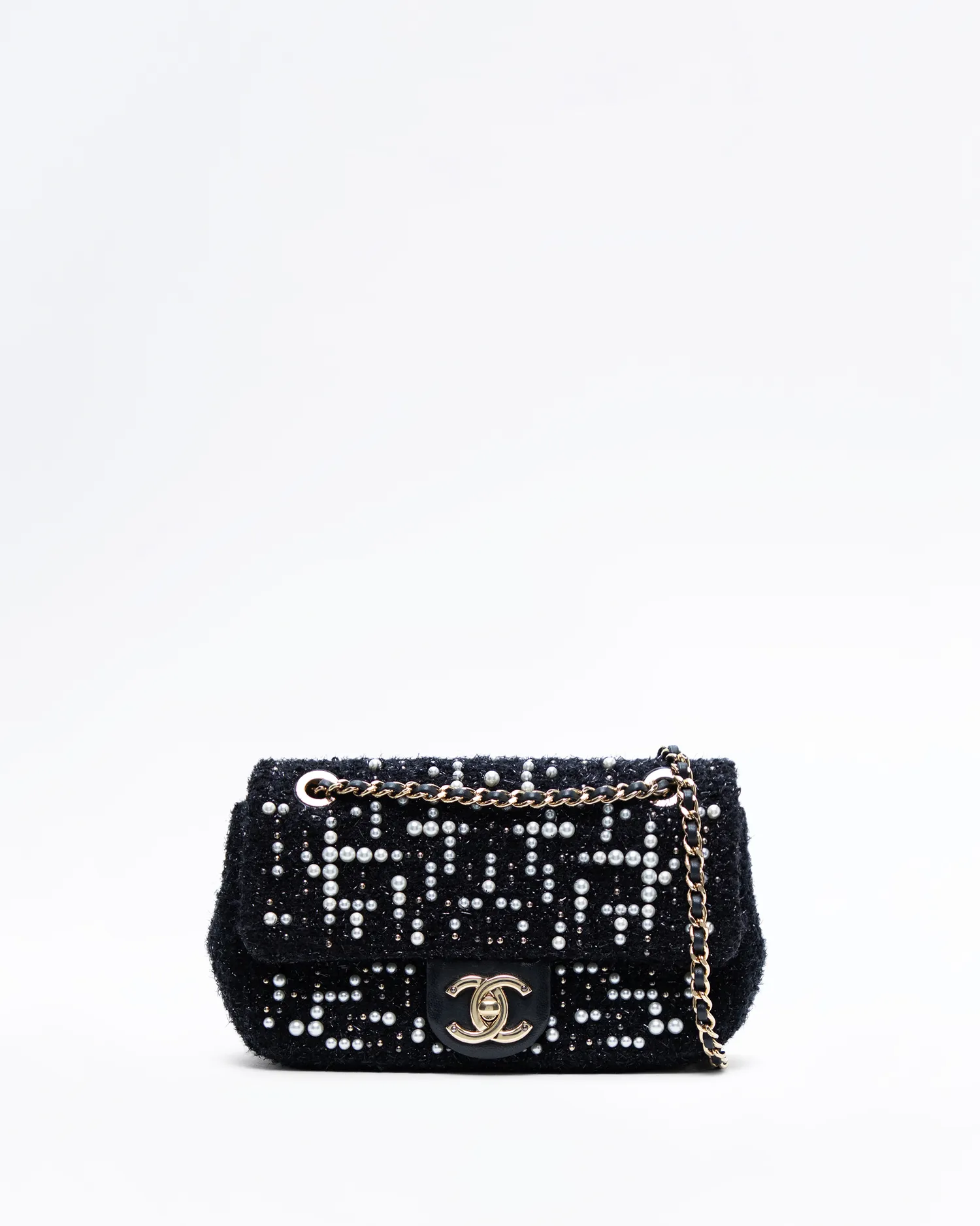 Tweed Cosmos Pearl Flap Bag