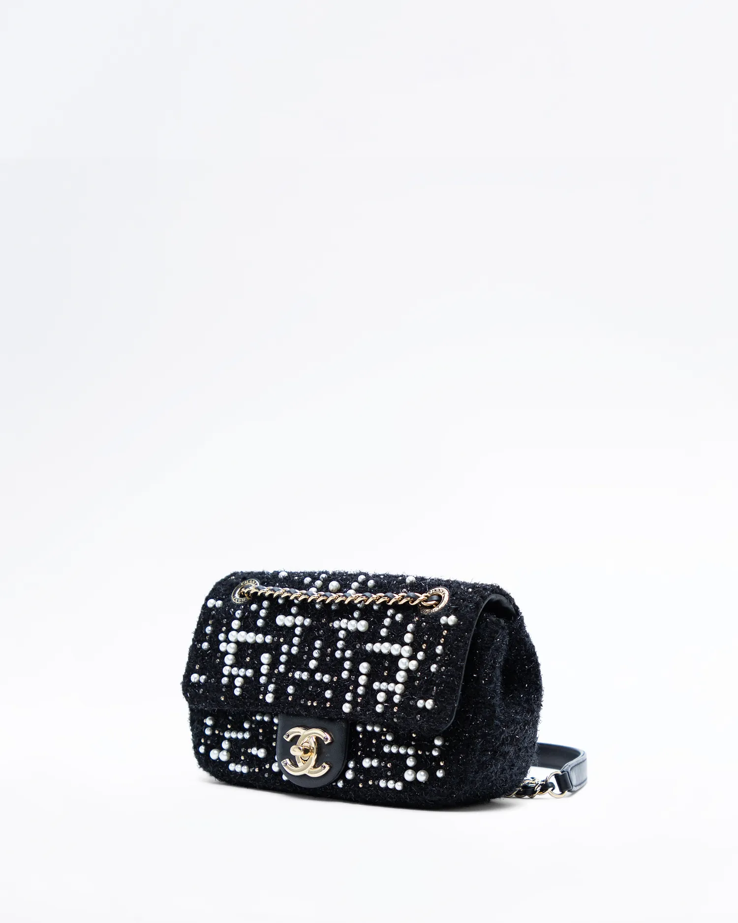 Tweed Cosmos Pearl Flap Bag