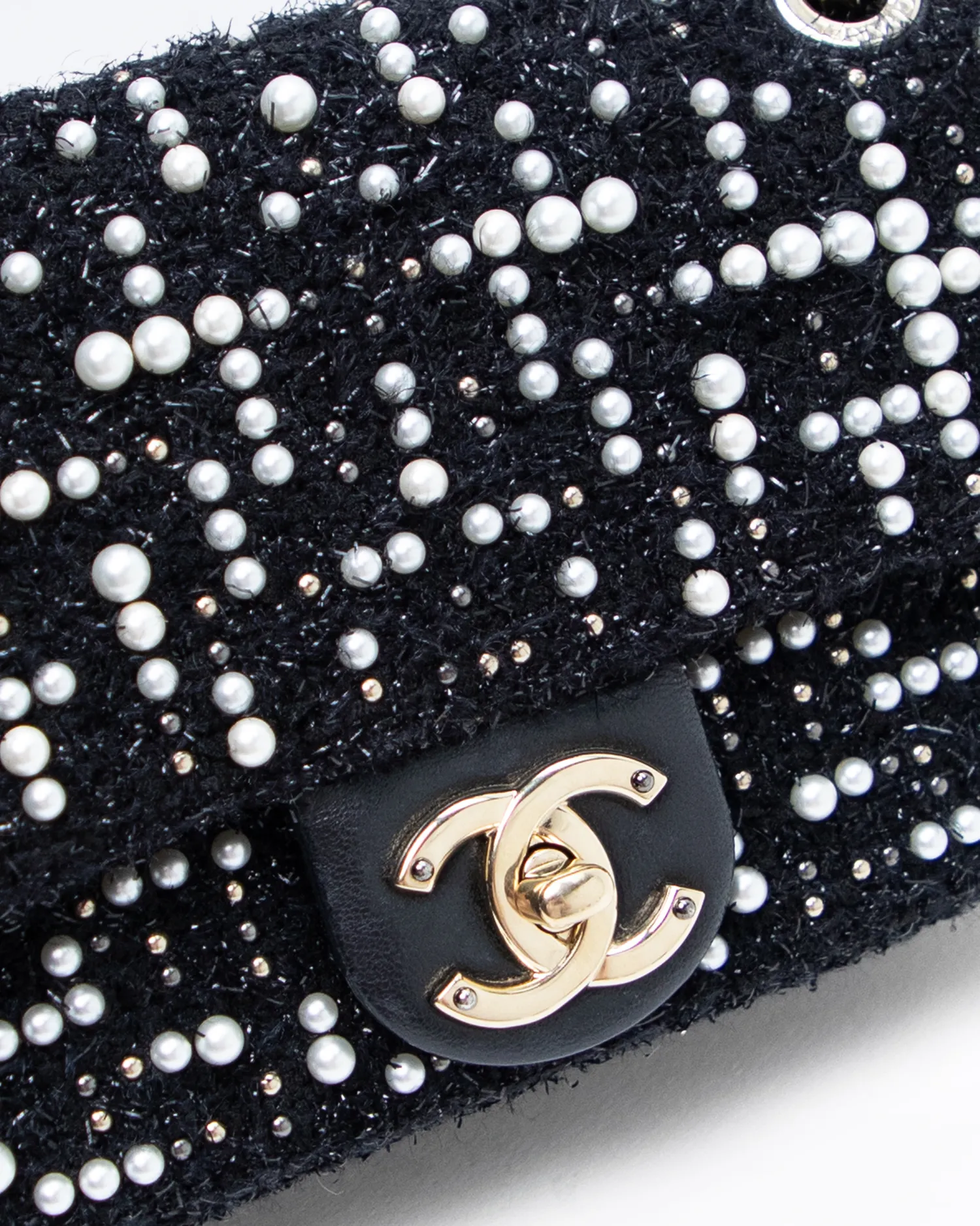 Tweed Cosmos Pearl Flap Bag