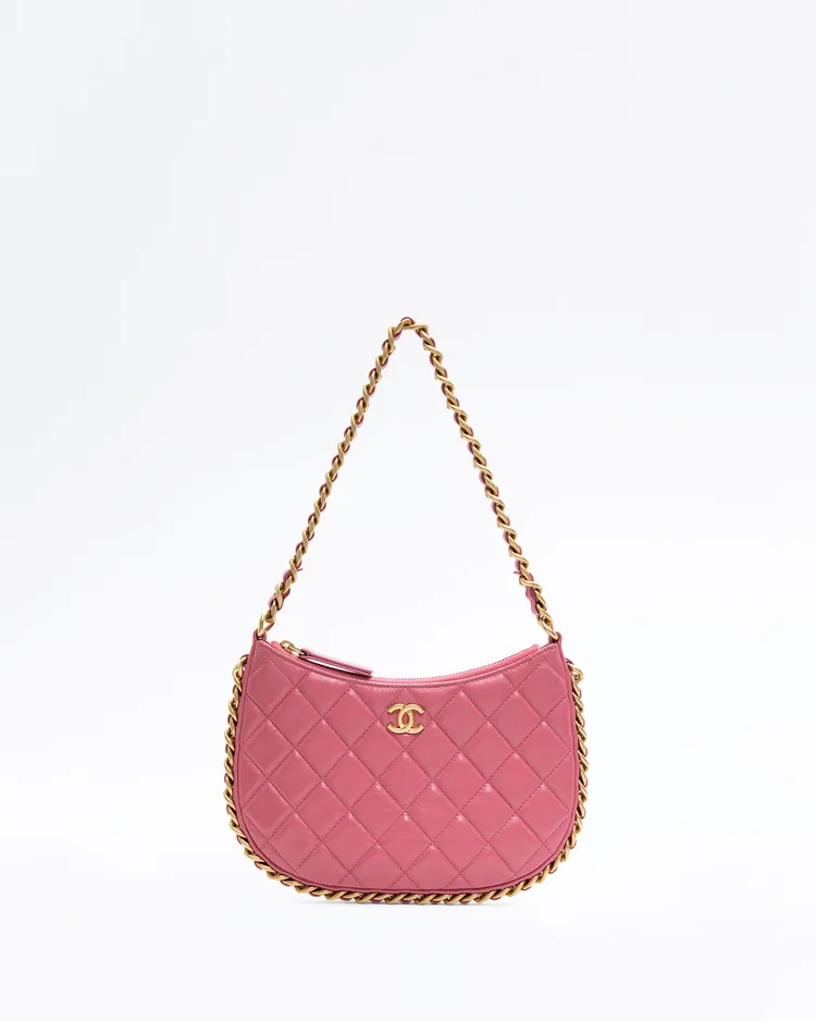 Lambskin Chain Around Hobo Bag
