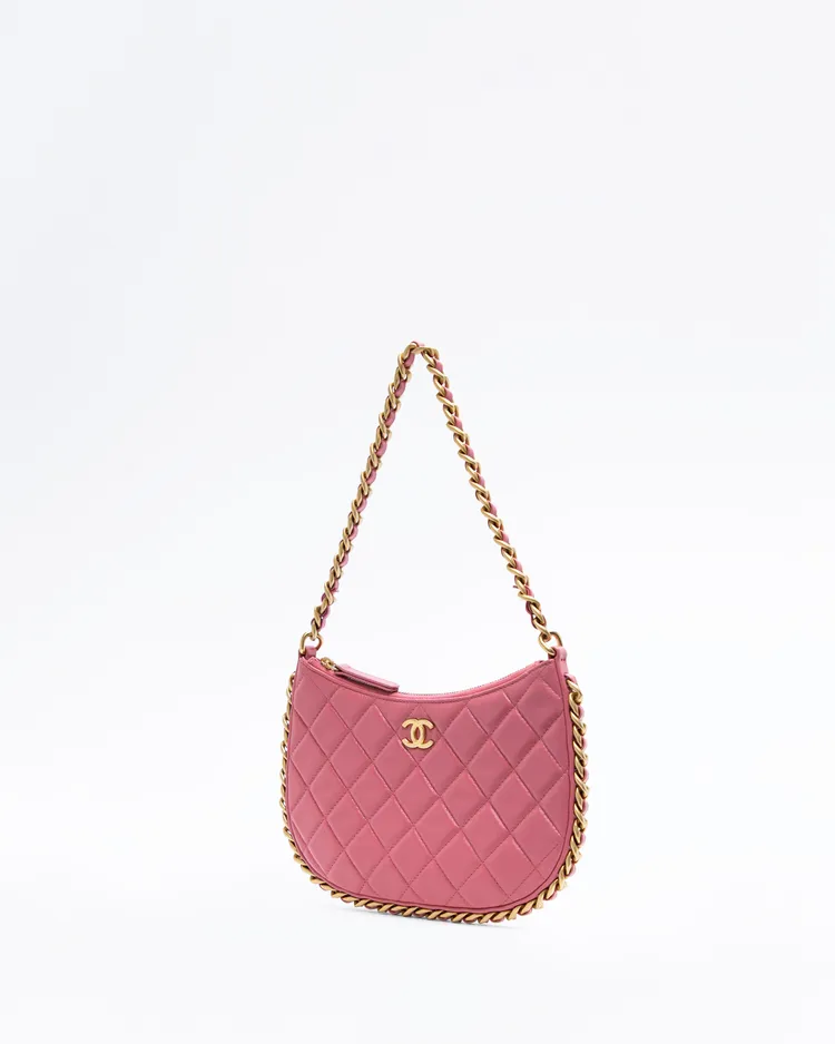 Alternate view angle of Lambskin Chain Around Hobo Bag