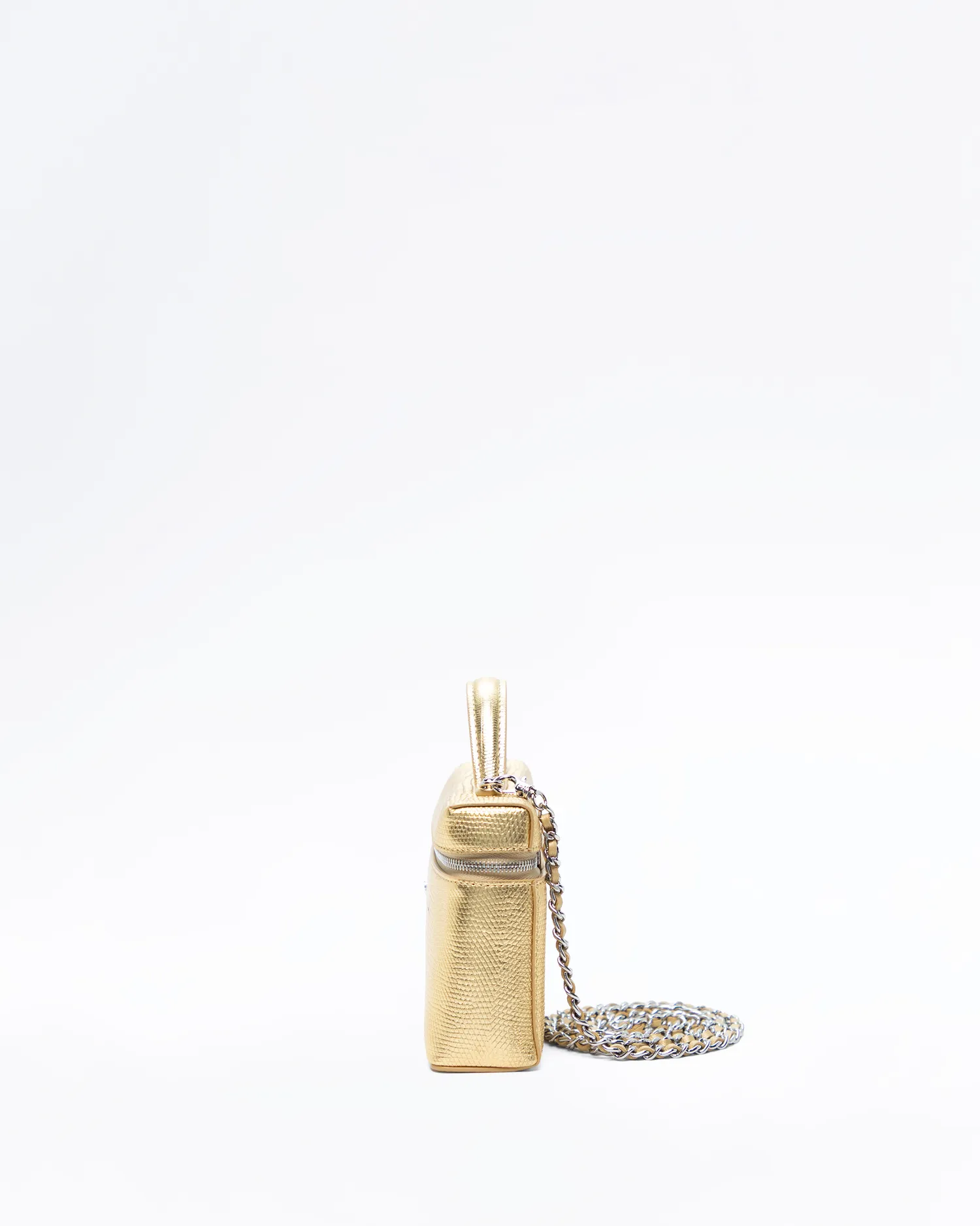 Lizard-Embossed Slim Vanity with Chain