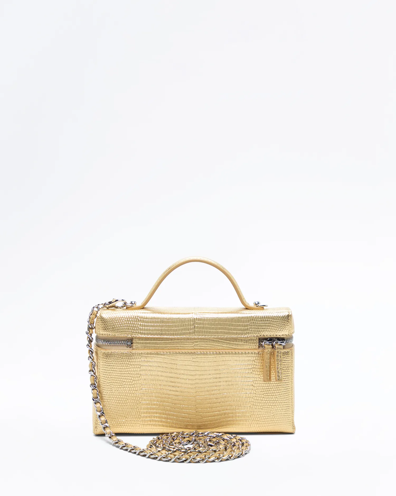Lizard-Embossed Slim Vanity with Chain