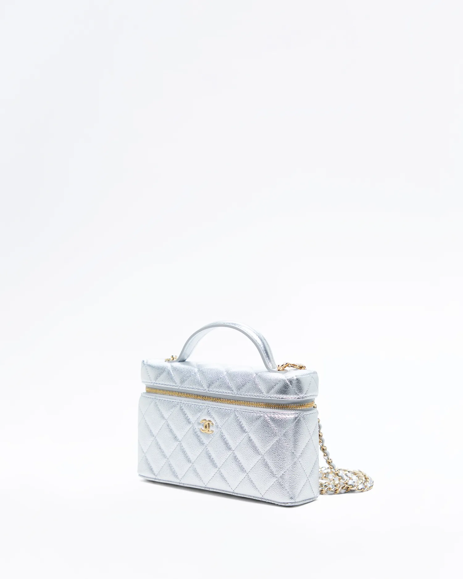 Caviar Slim Vanity Case with Chain