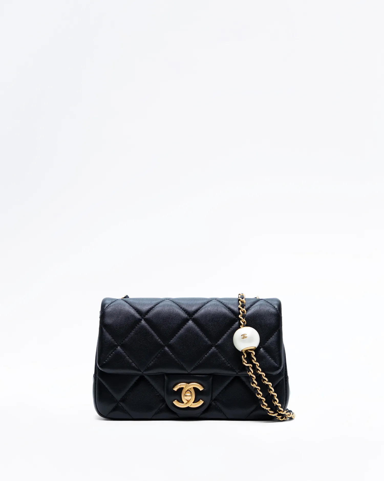 Lambskin Double Pearl Small Flap Bag