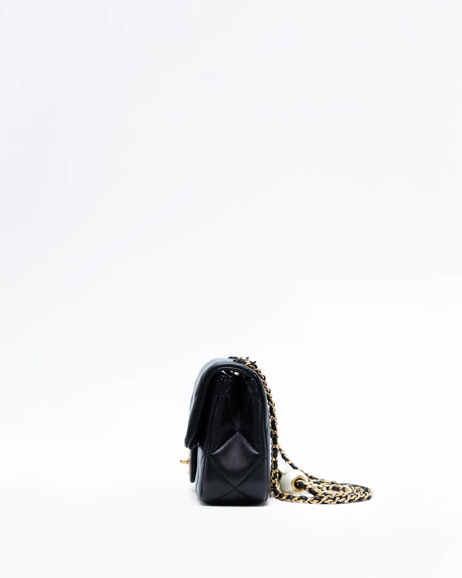 Lambskin Double Pearl Small Flap Bag
