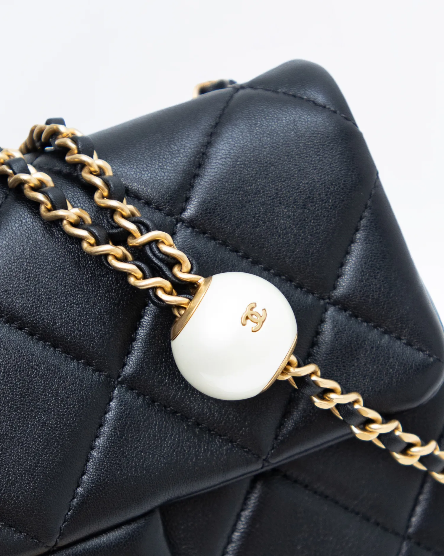 Lambskin Double Pearl Small Flap Bag