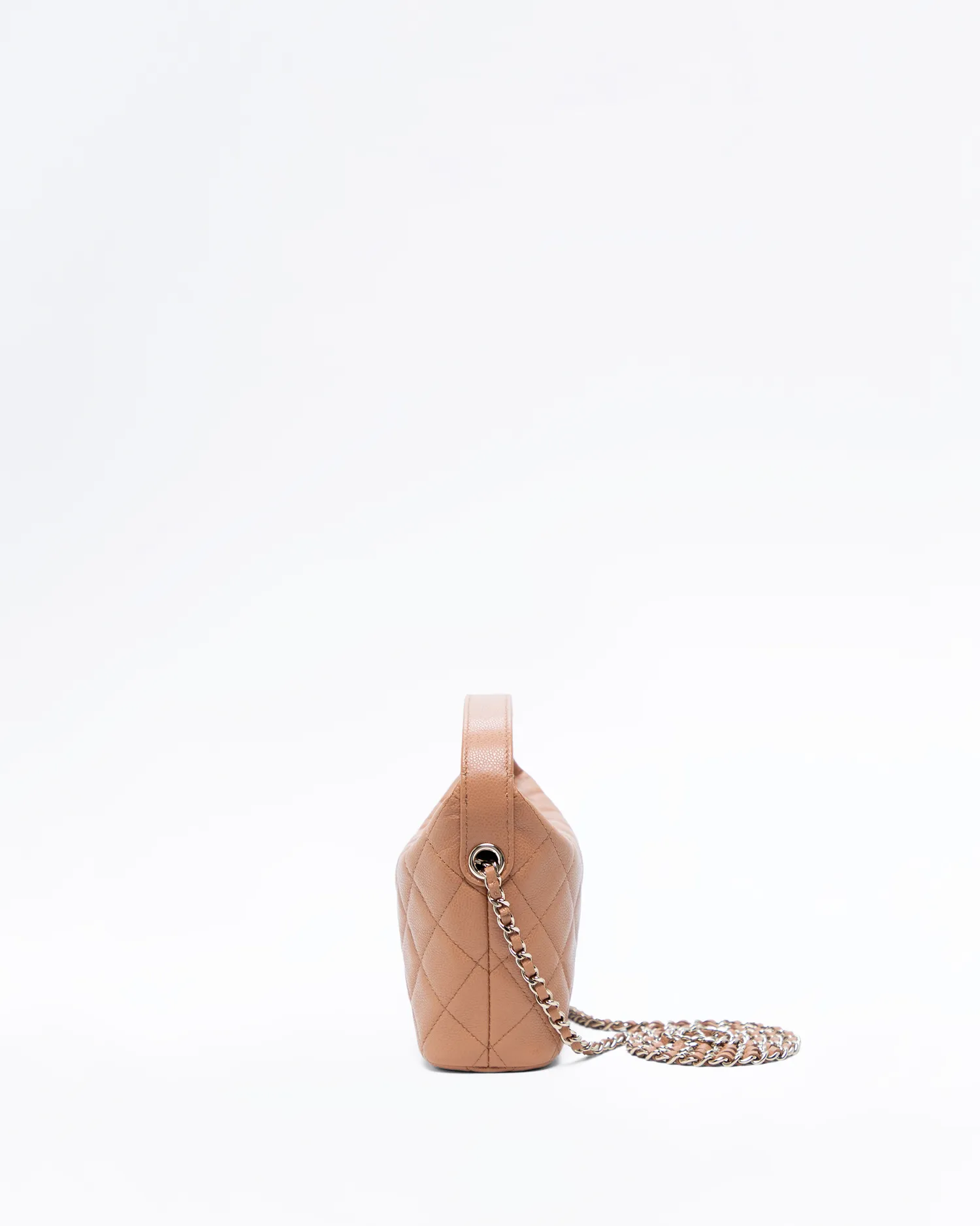 Caviar Quilted Hobo Clutch with Chain
