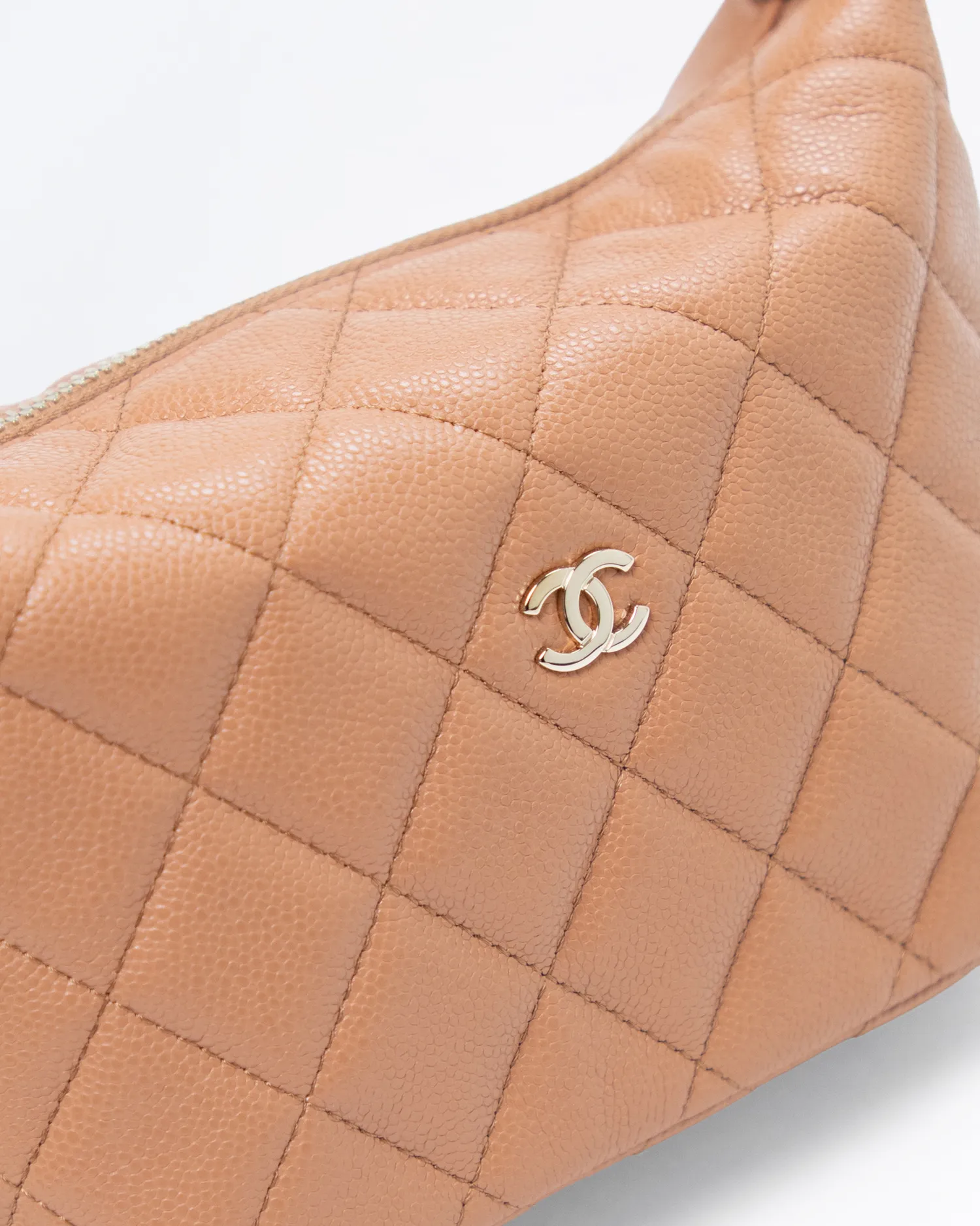 Caviar Quilted Hobo Clutch with Chain
