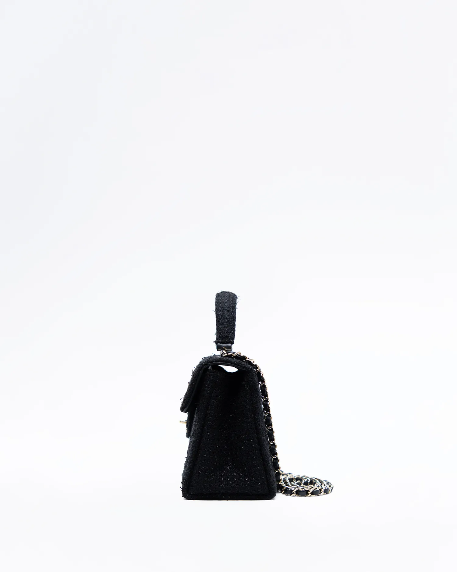 Tweed Retro Twist Top Handle Medium Flap Bag