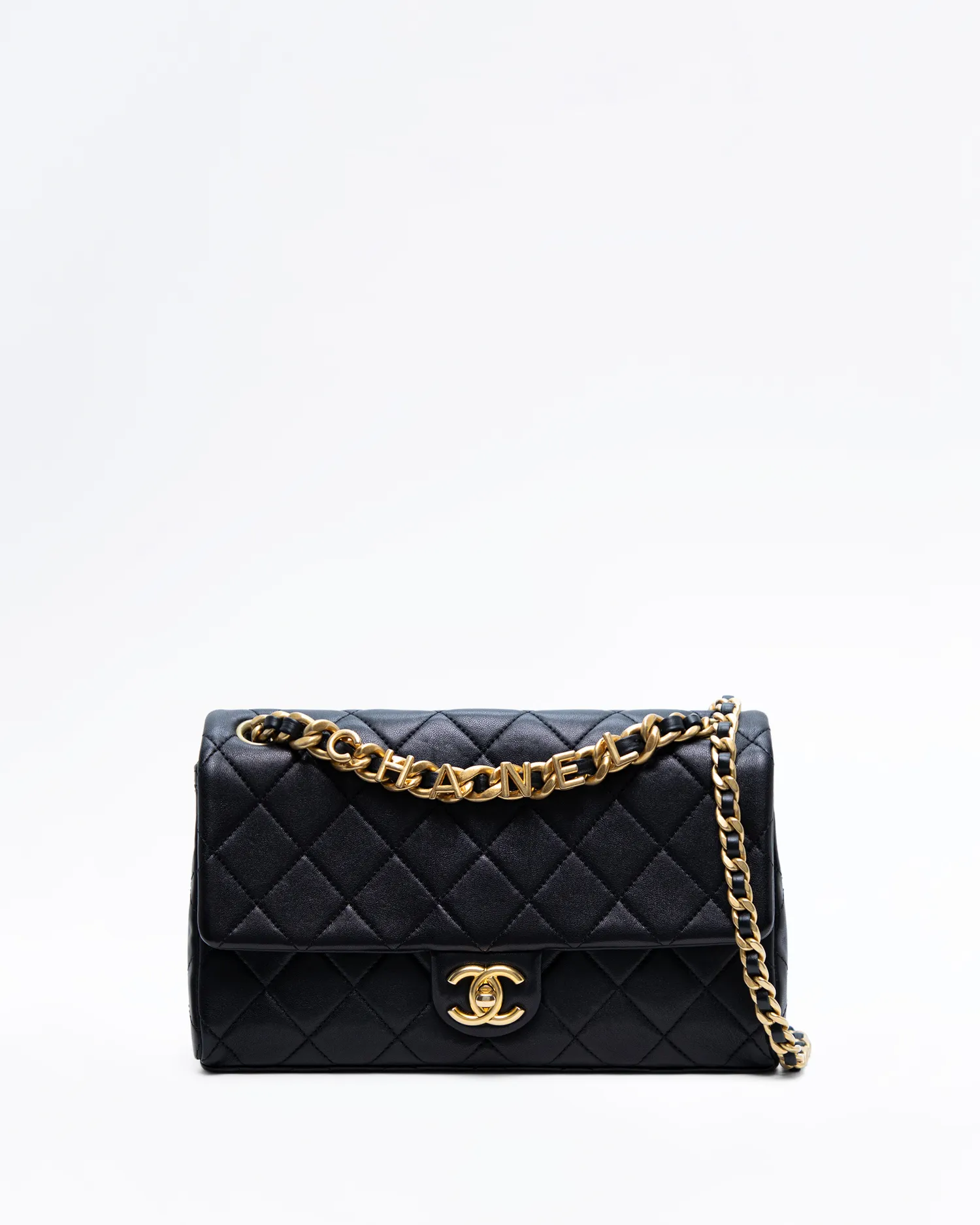 Lambskin Logo Touch Chain Classic Flap Bag