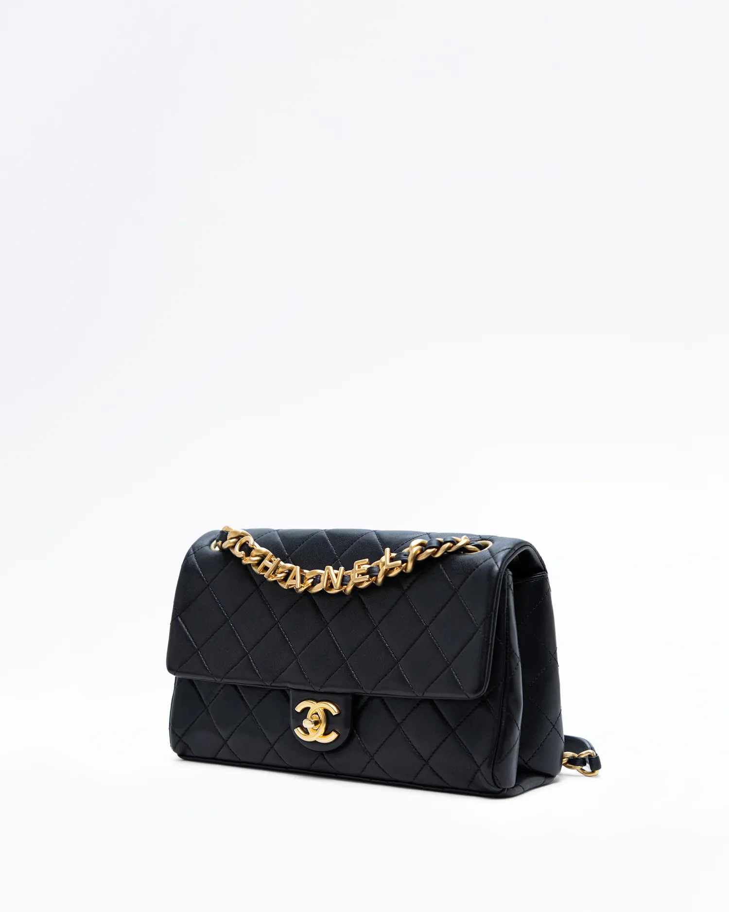 Lambskin Logo Touch Chain Classic Flap Bag