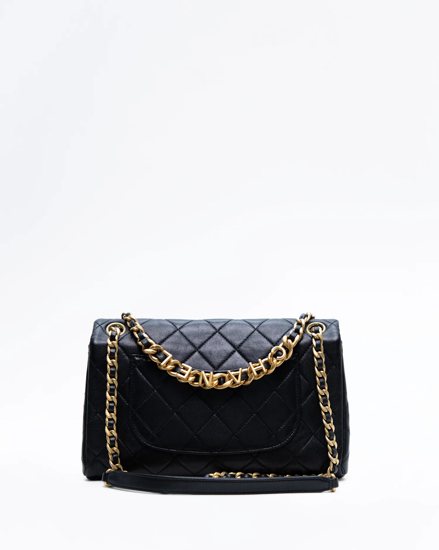 Lambskin Logo Touch Chain Classic Flap Bag