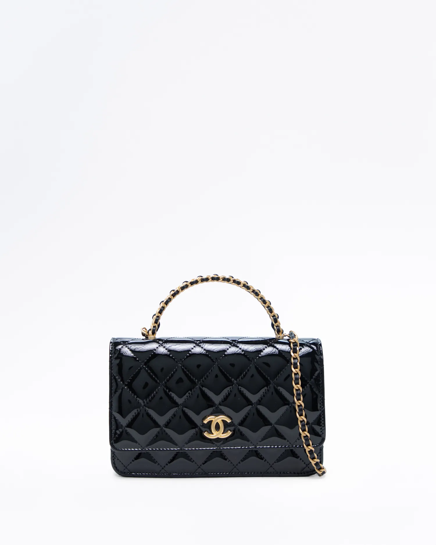 Patent Chain Top Handle Wallet on a Chain