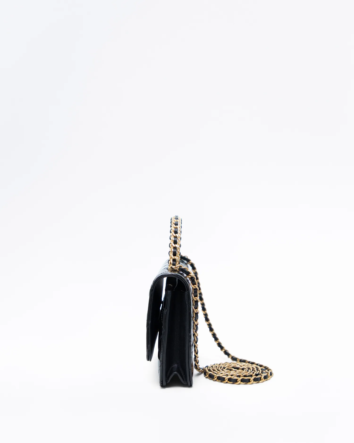 Patent Chain Top Handle Wallet on a Chain
