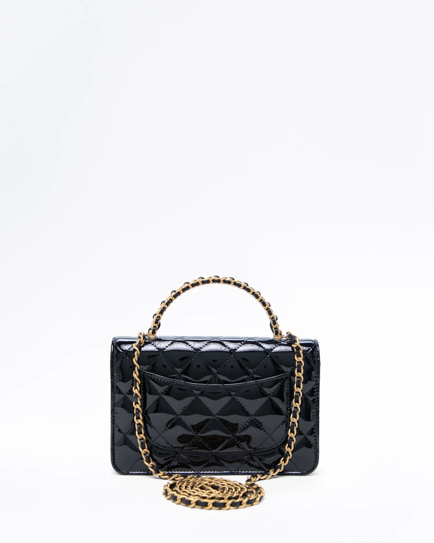 Patent Chain Top Handle Wallet on a Chain