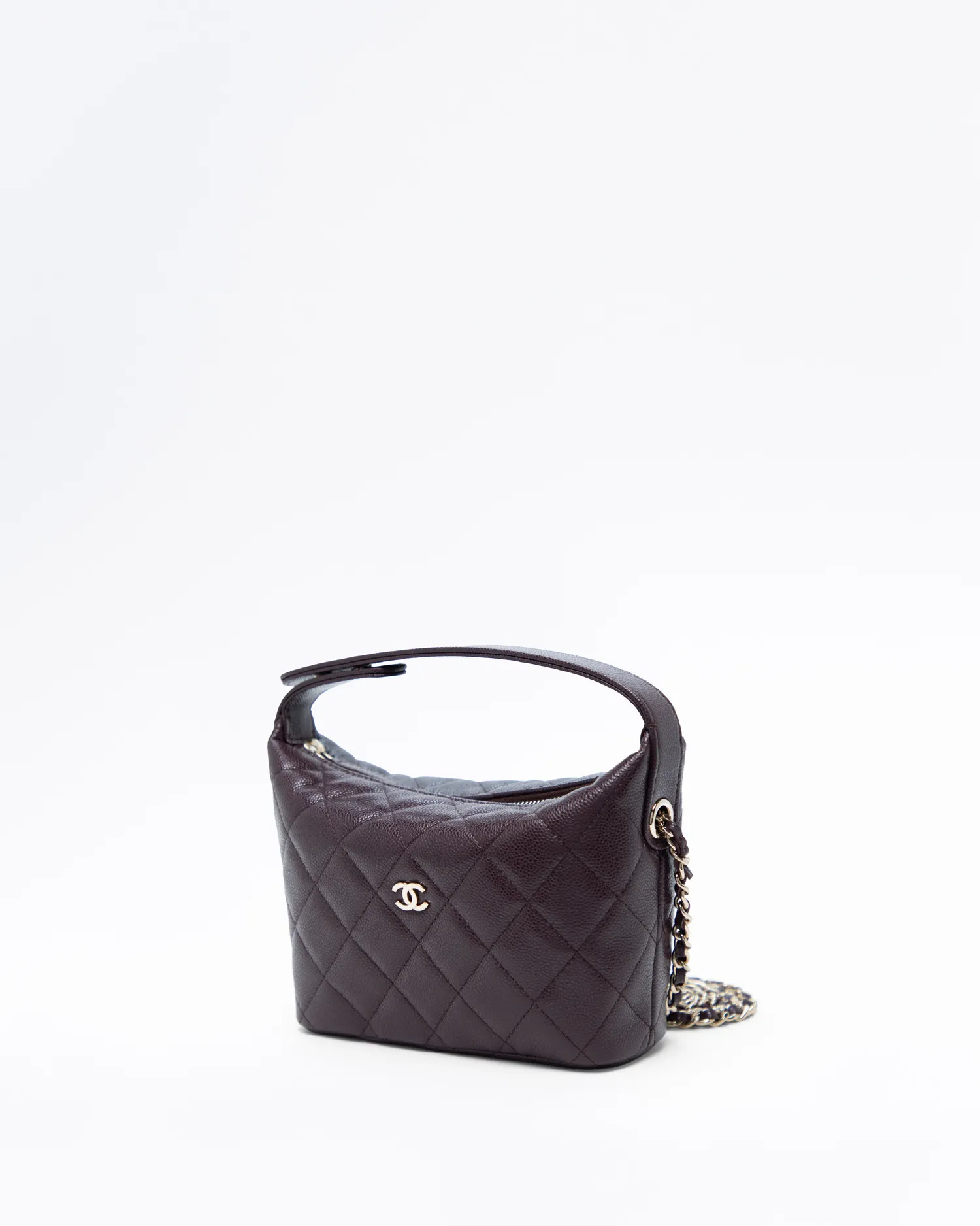 Caviar Quilted Hobo Clutch with Chain