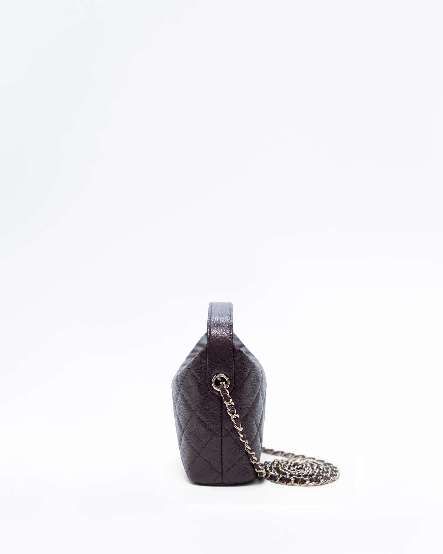 Caviar Quilted Hobo Clutch with Chain