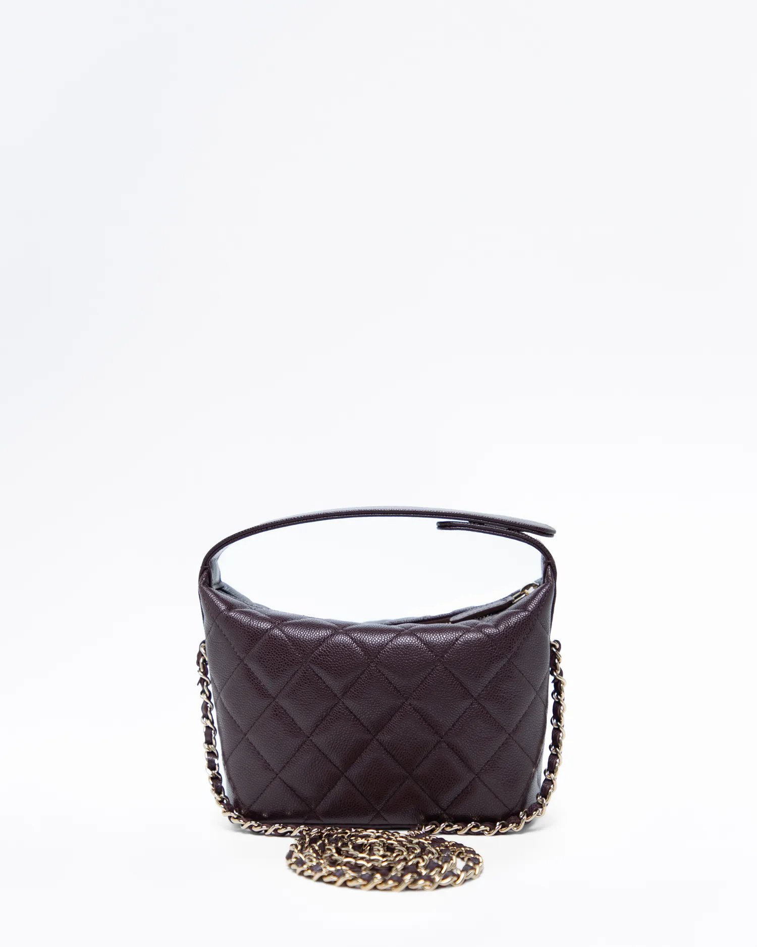 Caviar Quilted Hobo Clutch with Chain