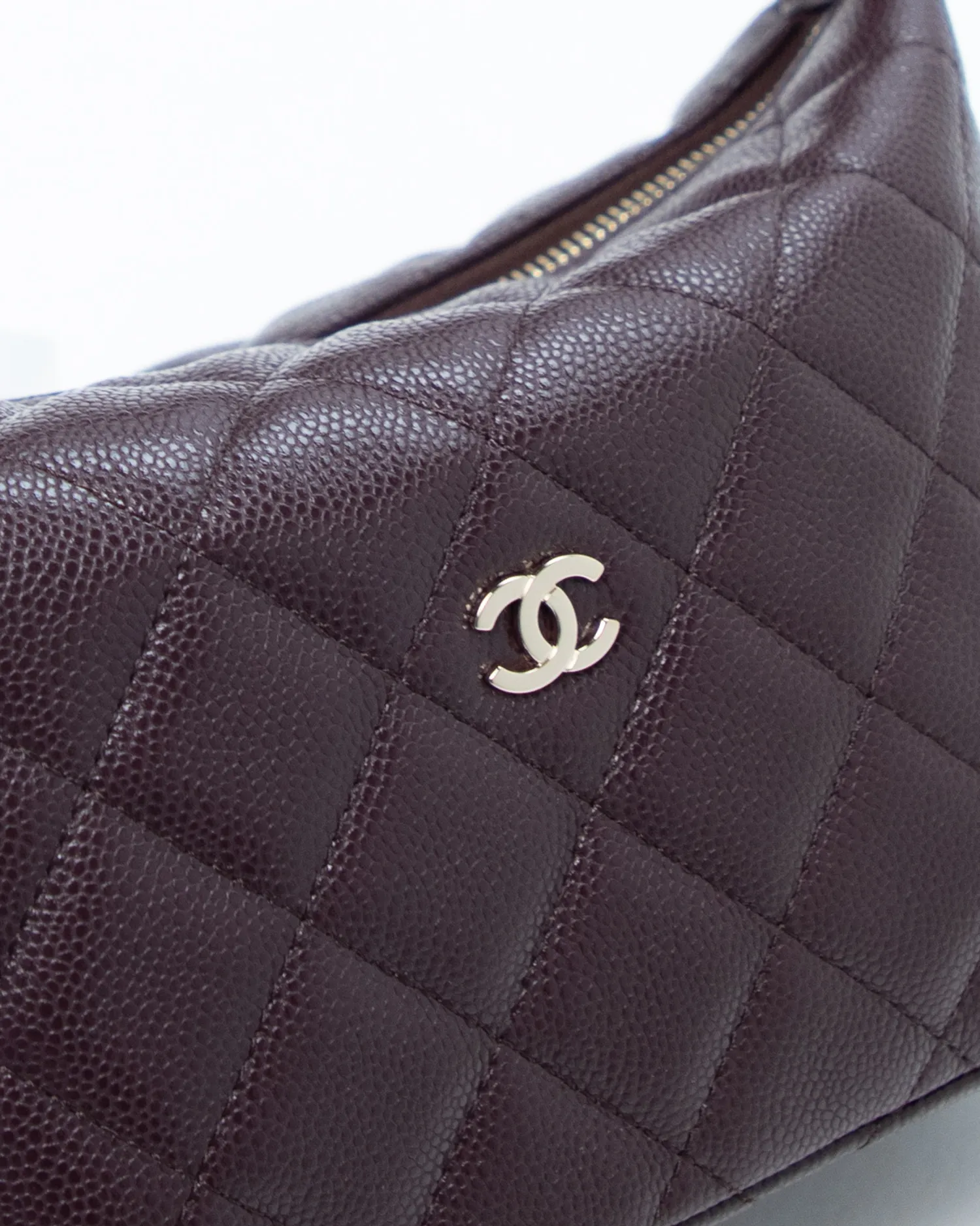 Caviar Quilted Hobo Clutch with Chain