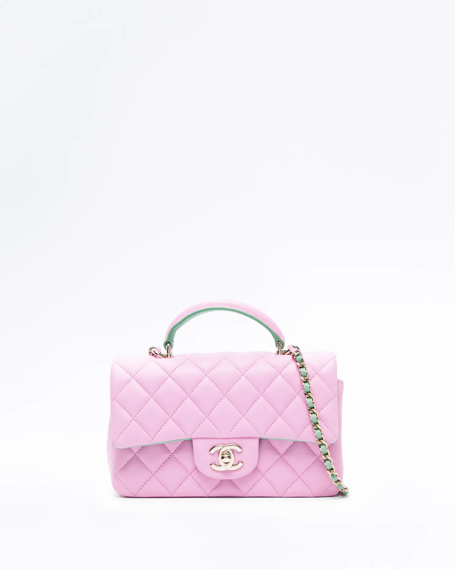 Lambskin Top Handle Mini Flap Bag