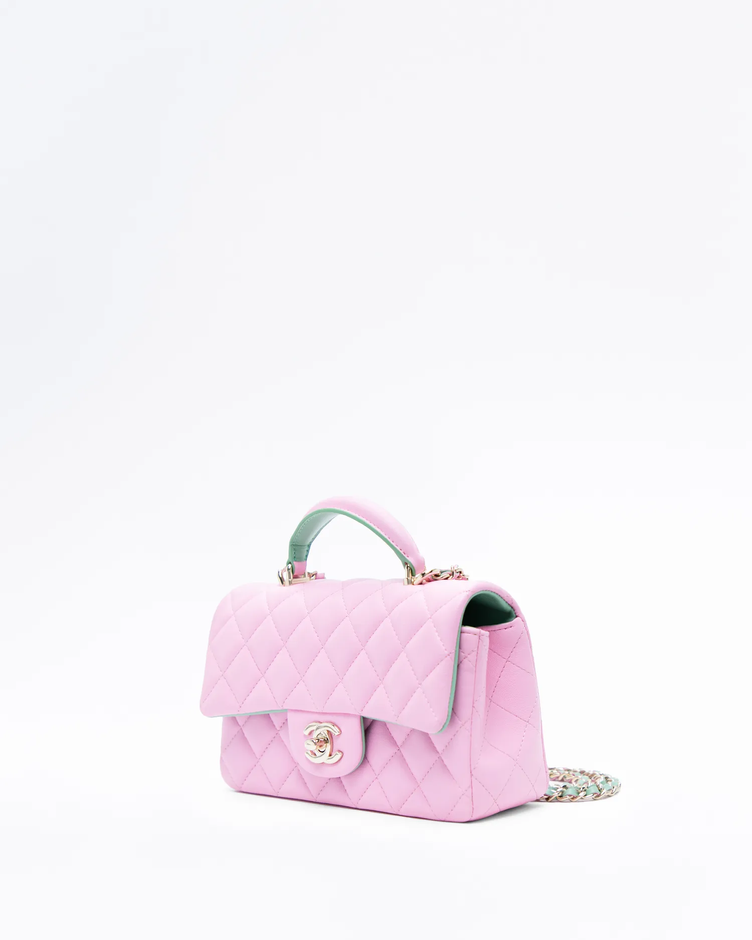 Lambskin Top Handle Mini Flap Bag