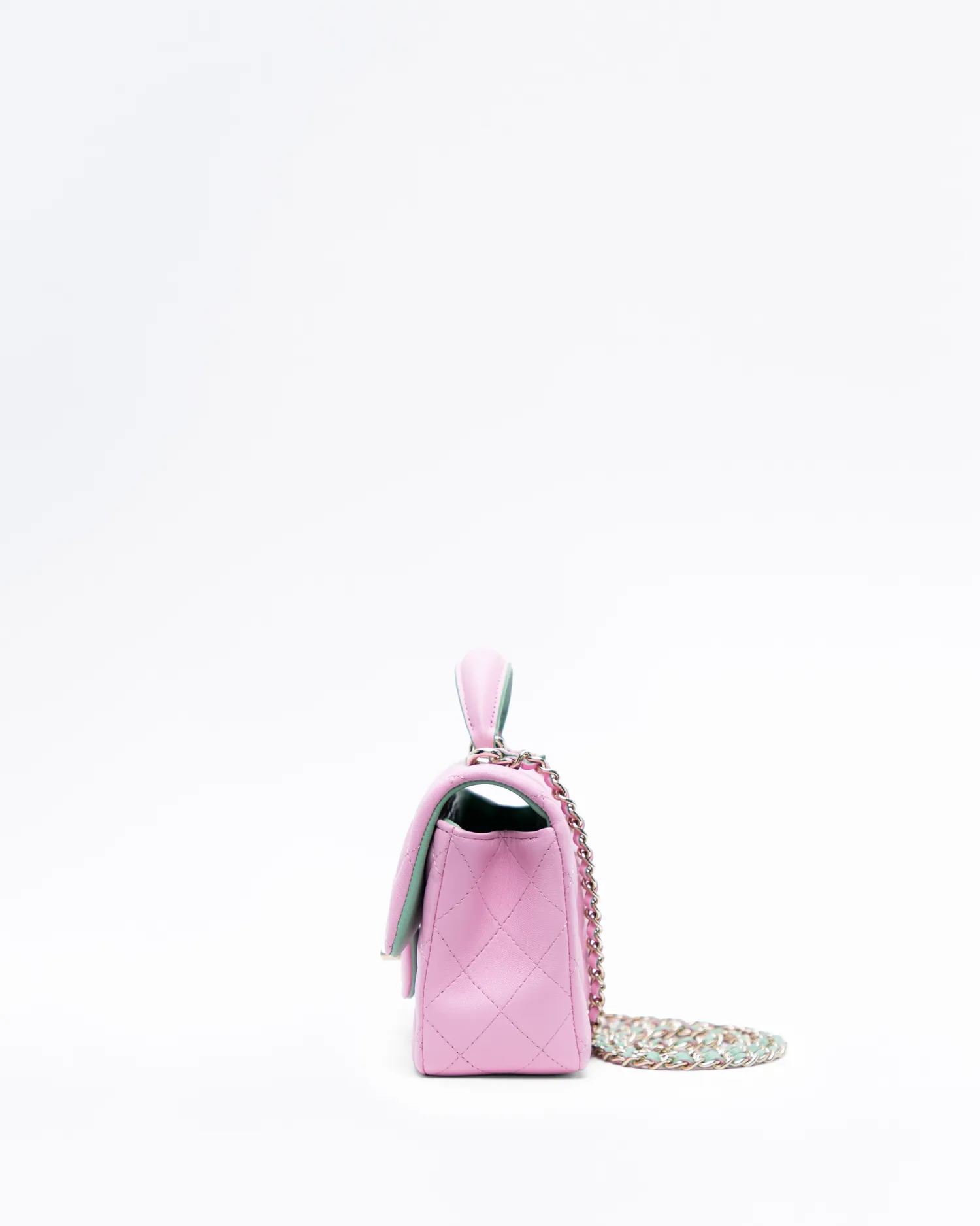 Lambskin Top Handle Mini Flap Bag
