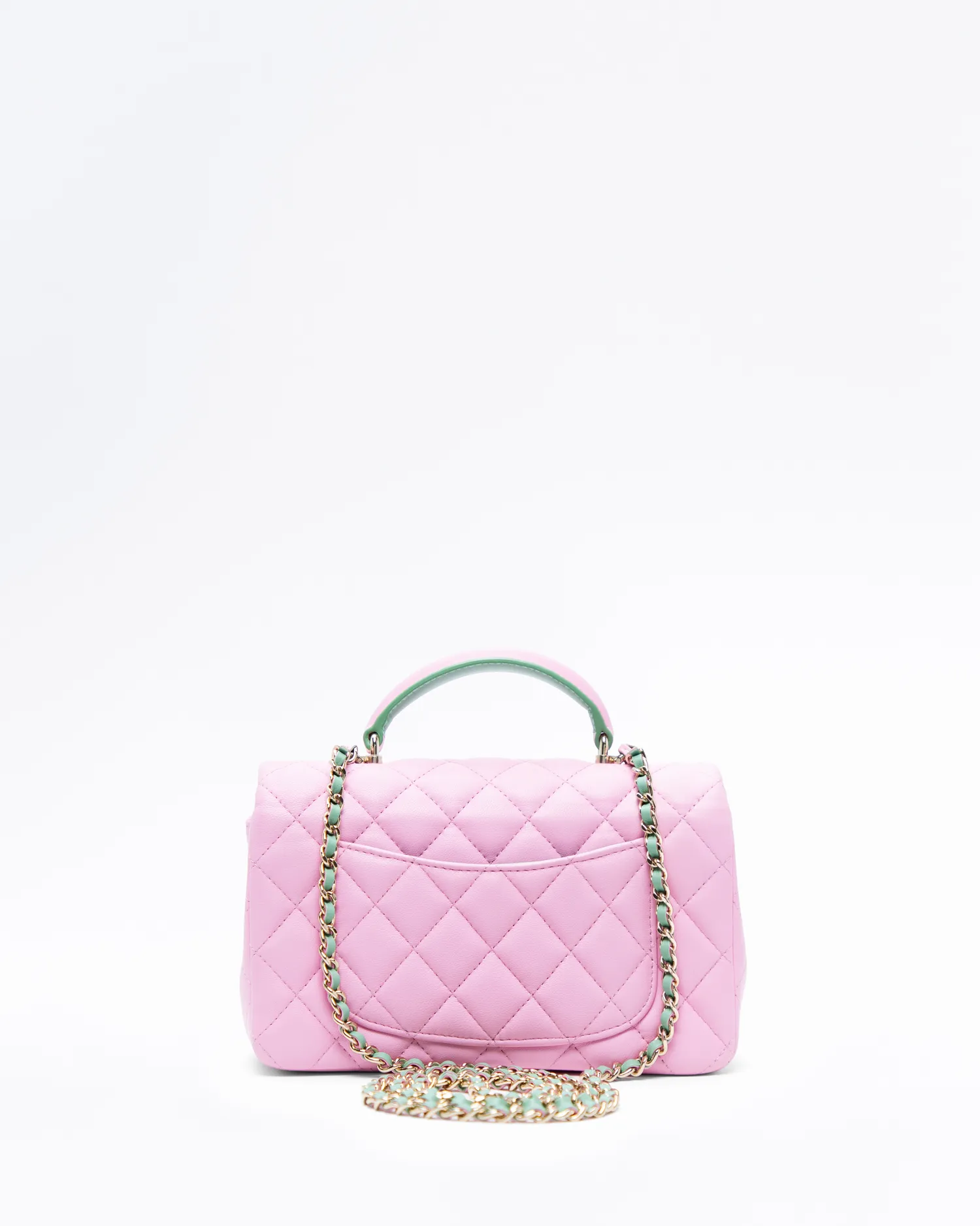 Lambskin Top Handle Mini Flap Bag