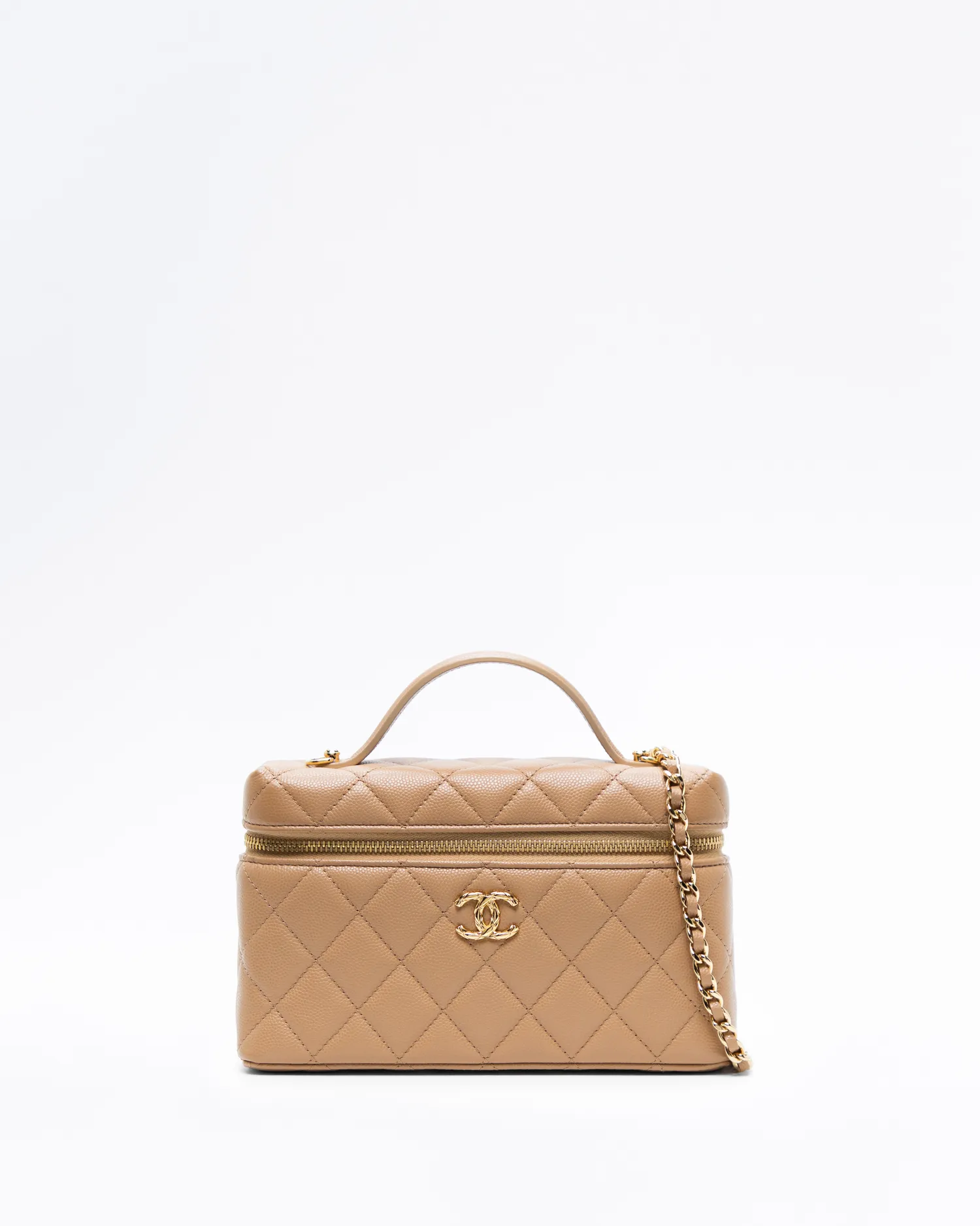 Caviar Textured CC Slim Vanity Case with Chain