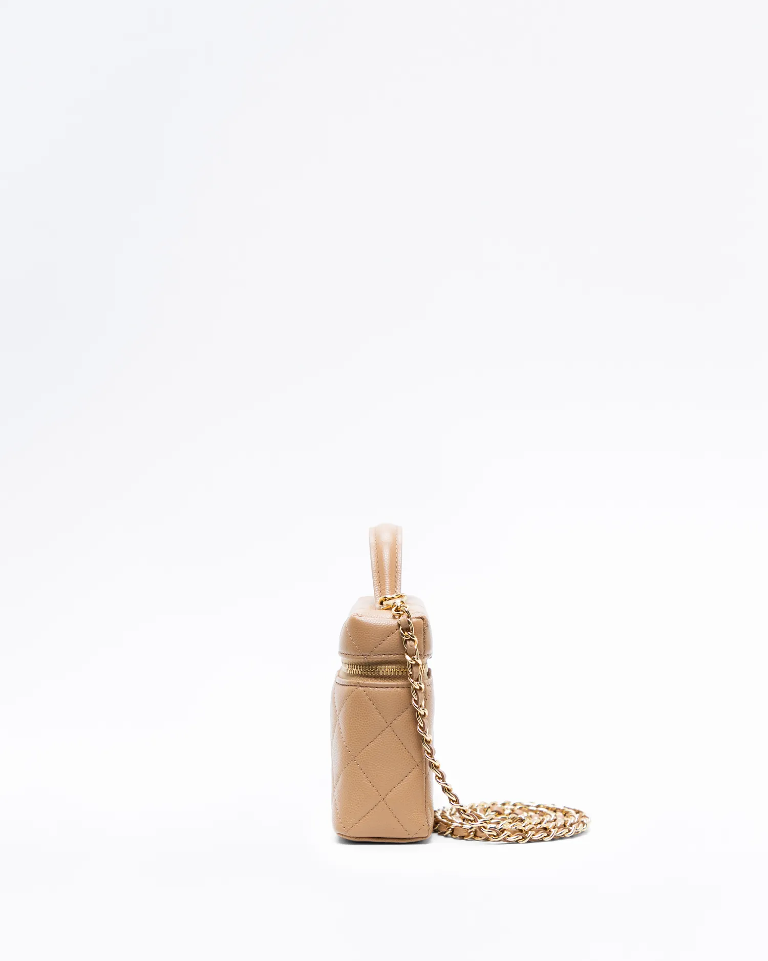 Caviar Textured CC Slim Vanity Case with Chain