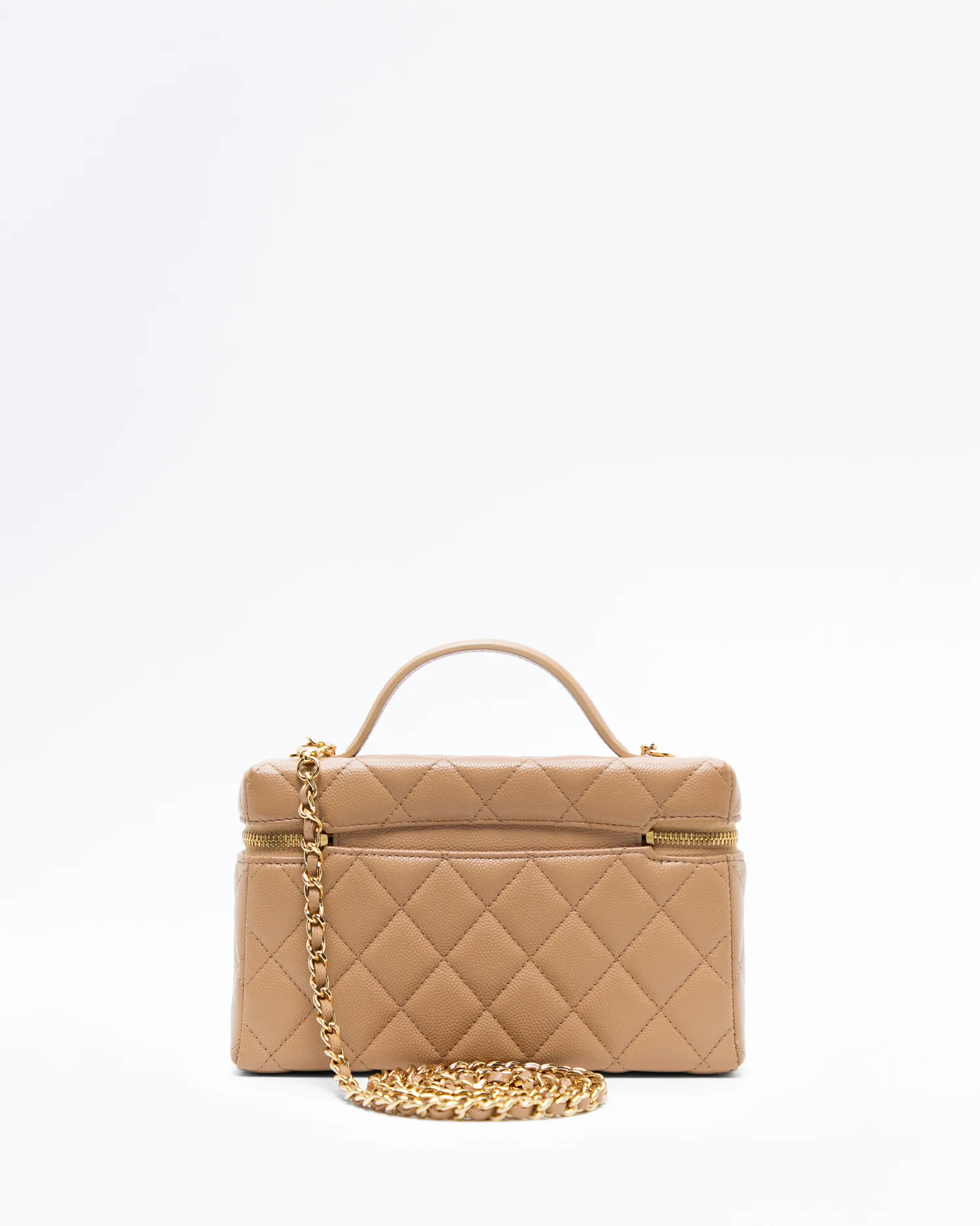 Caviar Textured CC Slim Vanity Case with Chain