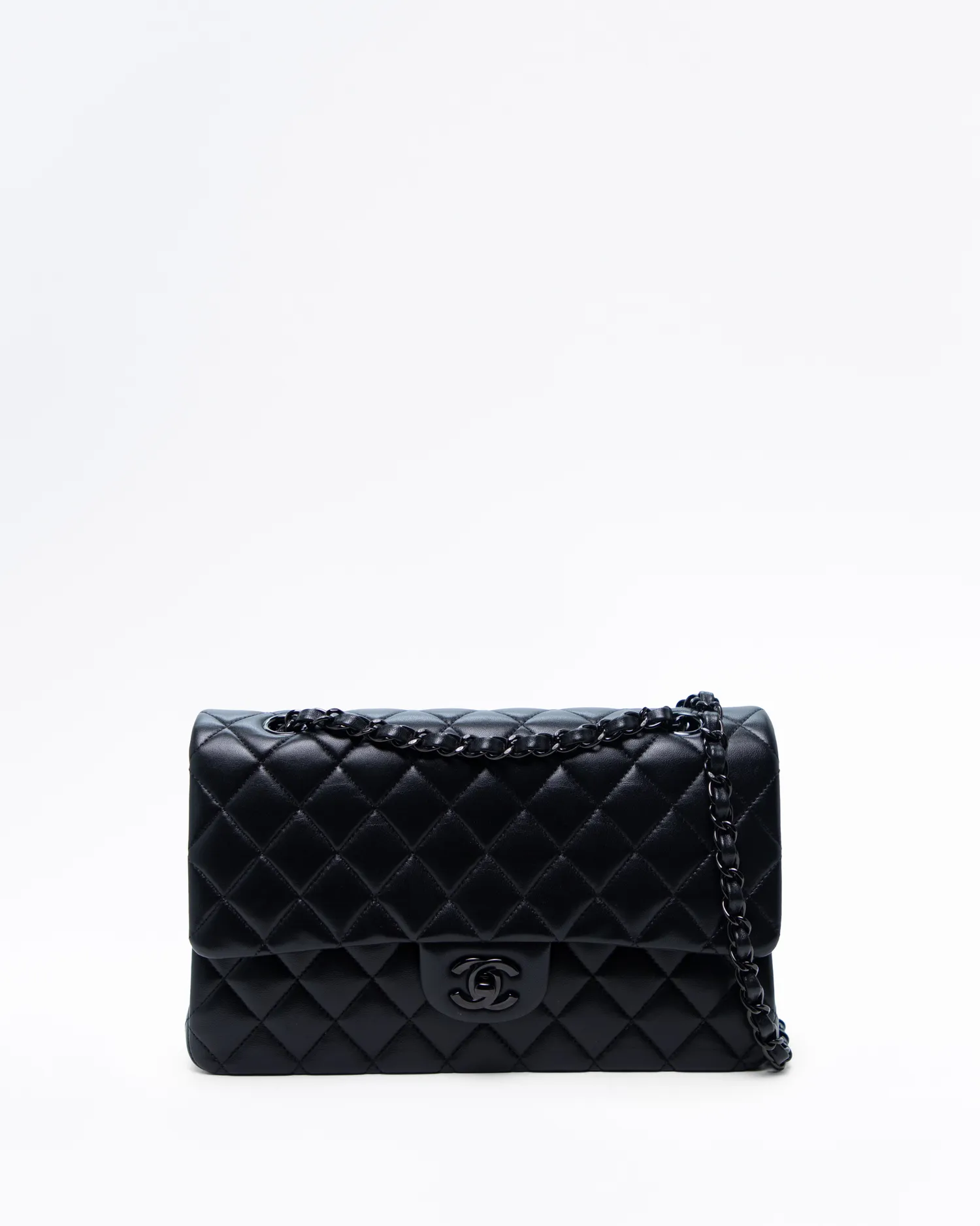 So Black Lambskin Classic Double Flap Bag