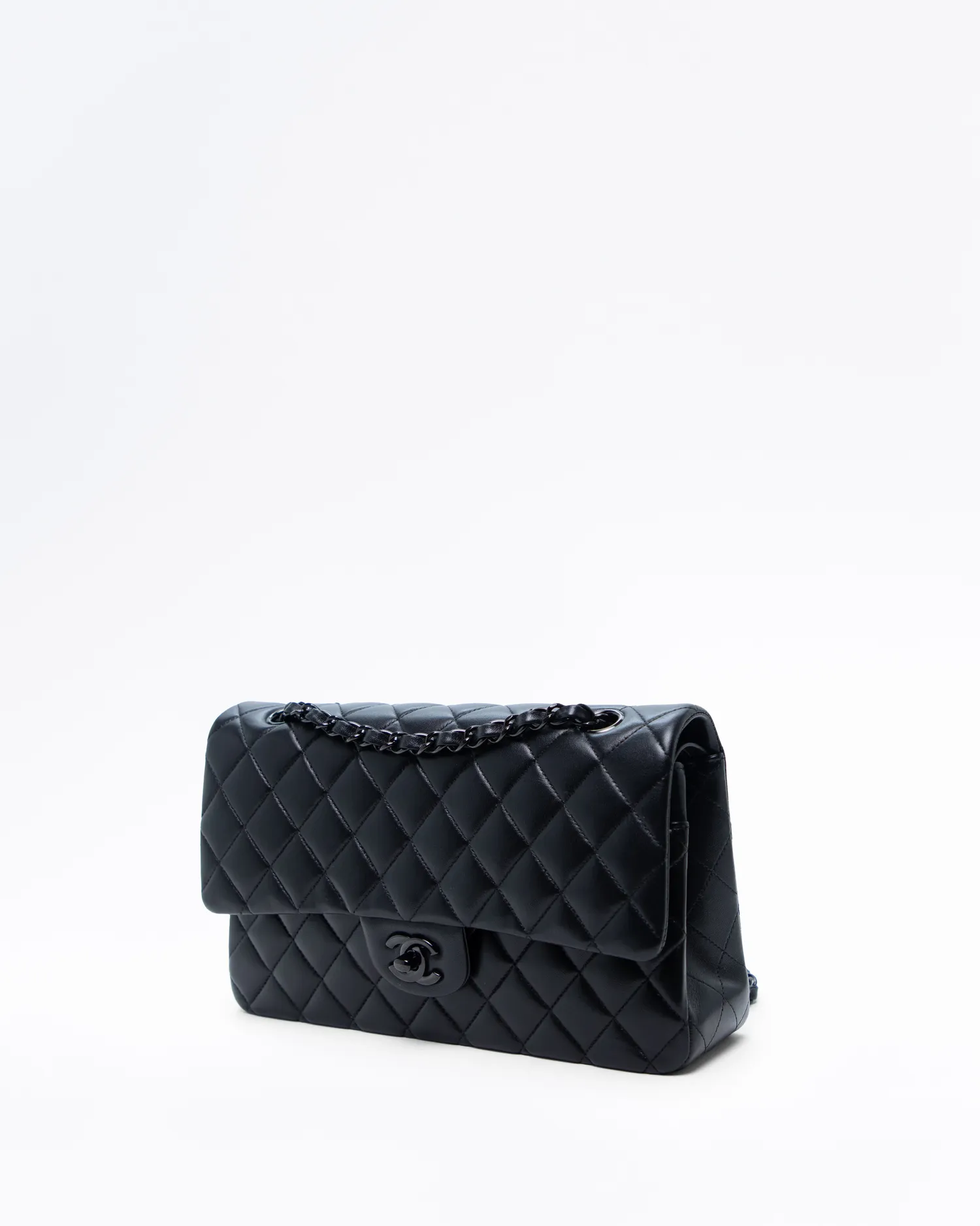 So Black Lambskin Classic Double Flap Bag