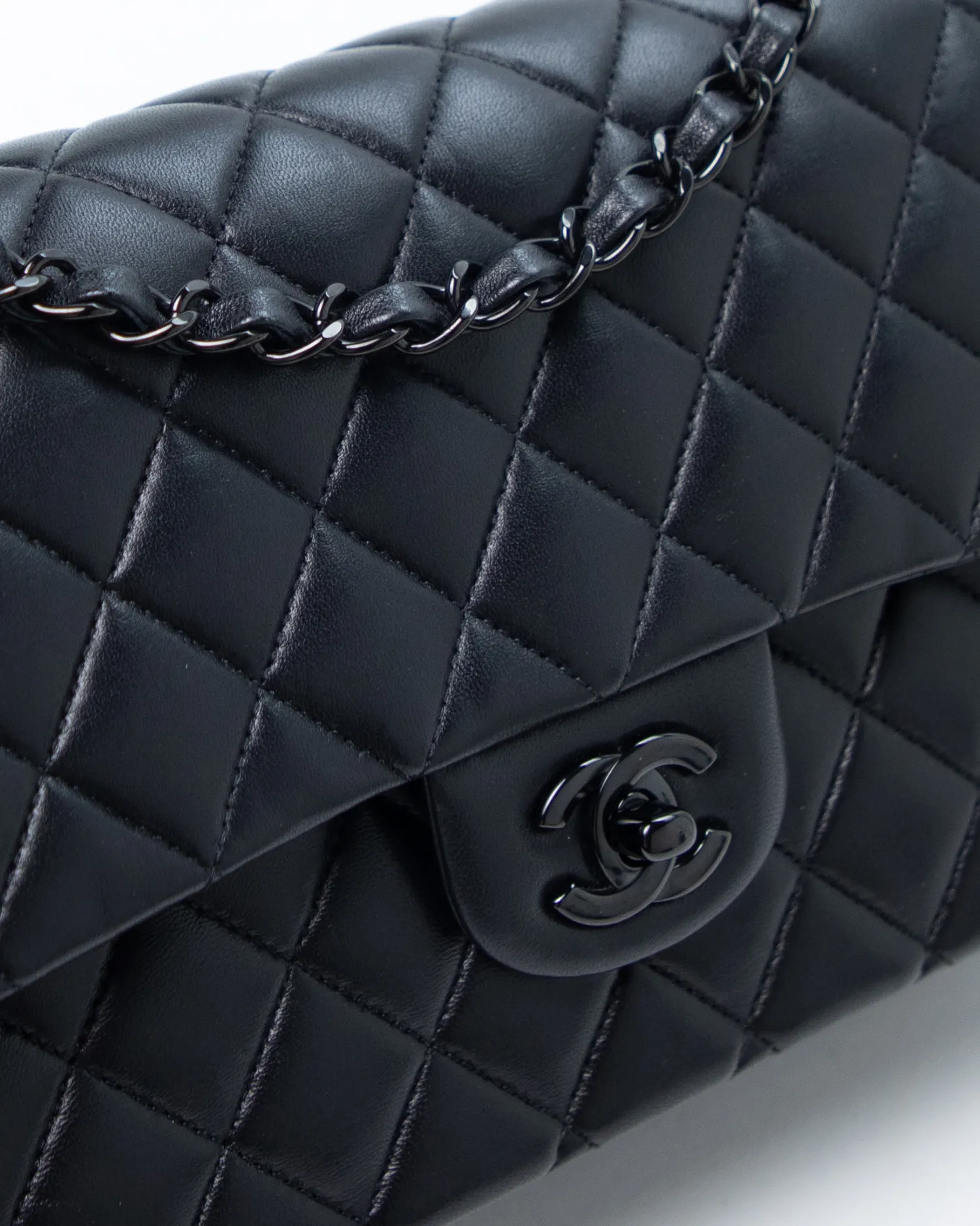 So Black Lambskin Classic Double Flap Bag