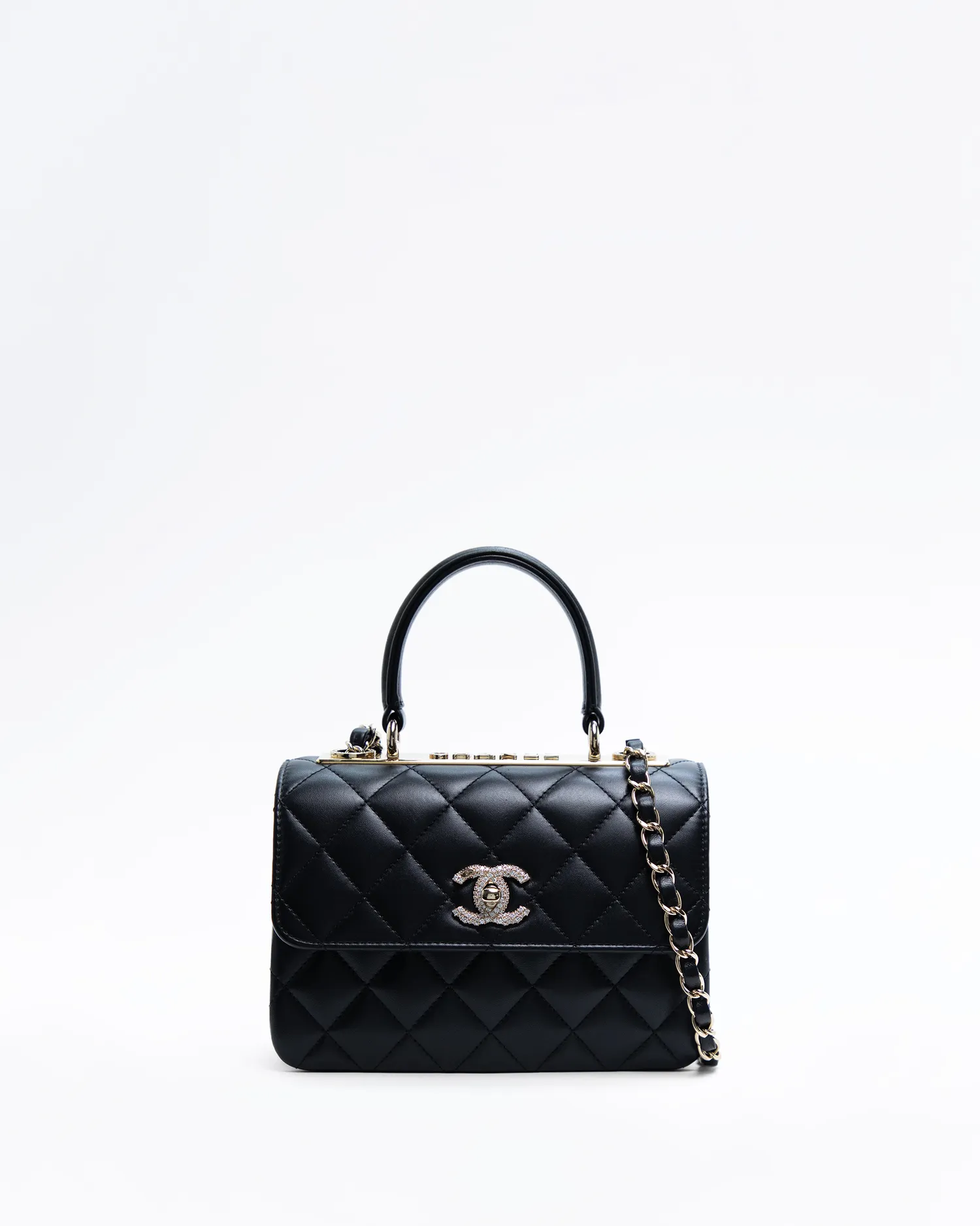 Crystal Trendy Top Handle Mini Flap Bag