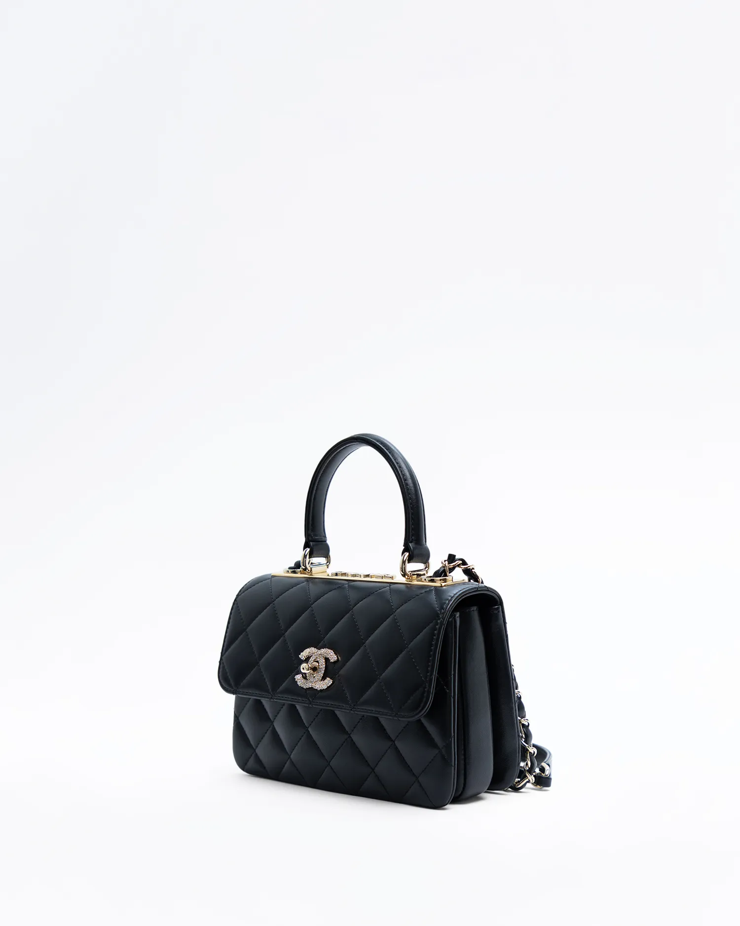 Crystal Trendy Top Handle Mini Flap Bag