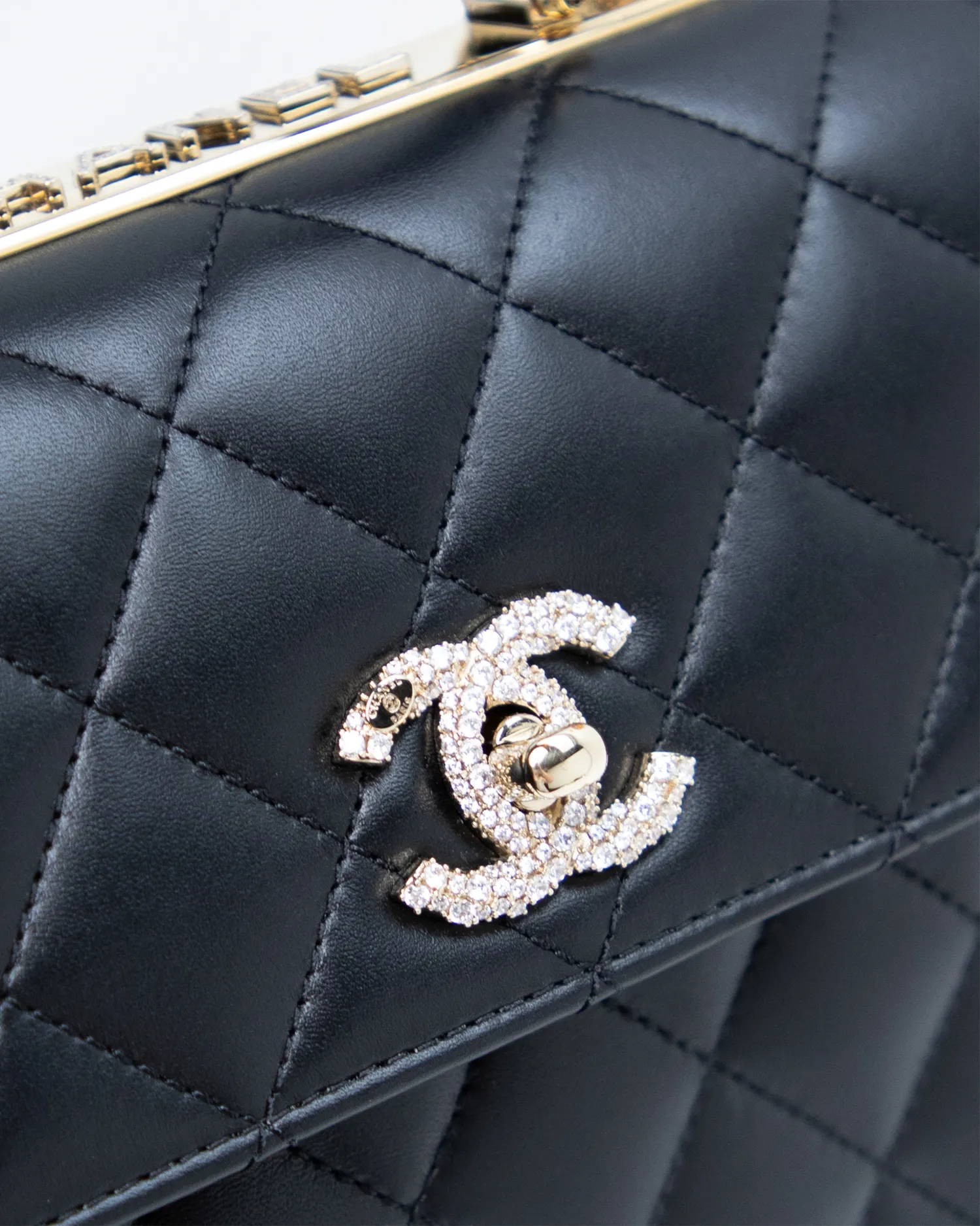Crystal Trendy Top Handle Mini Flap Bag