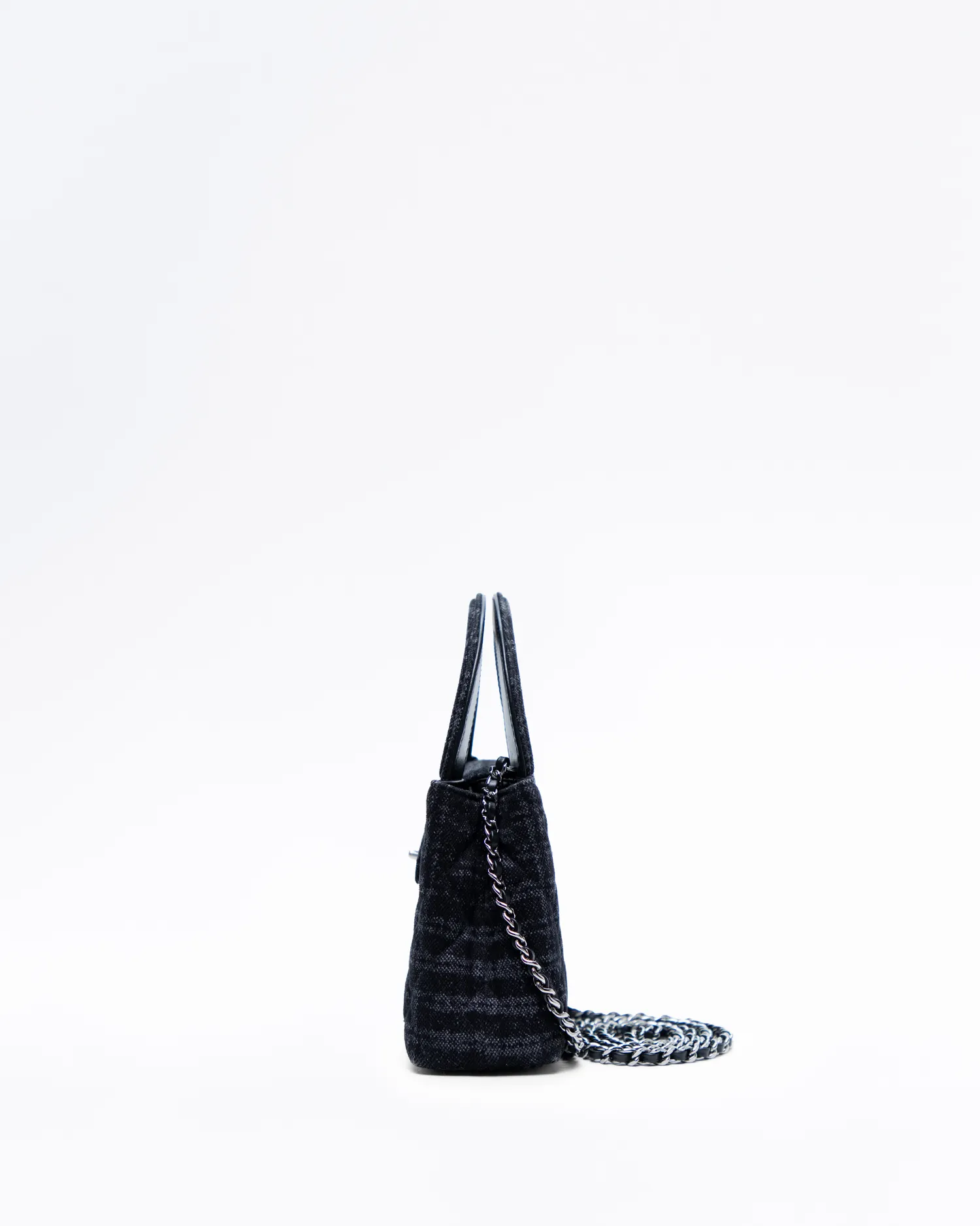 Denim Kelly Top Handle Nano Shopping Bag