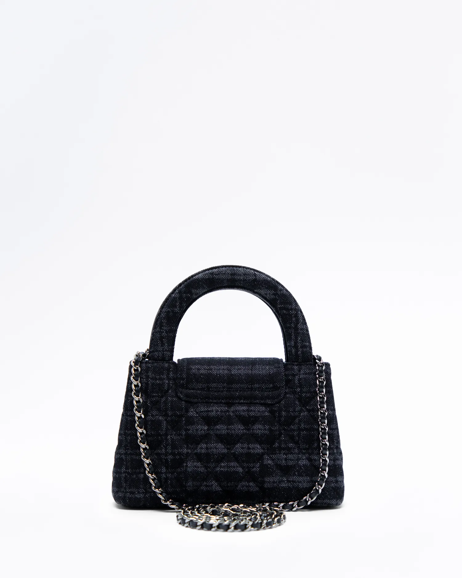 Denim Kelly Top Handle Nano Shopping Bag
