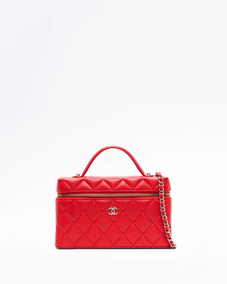 Caviar Slim Vanity Case with Chain