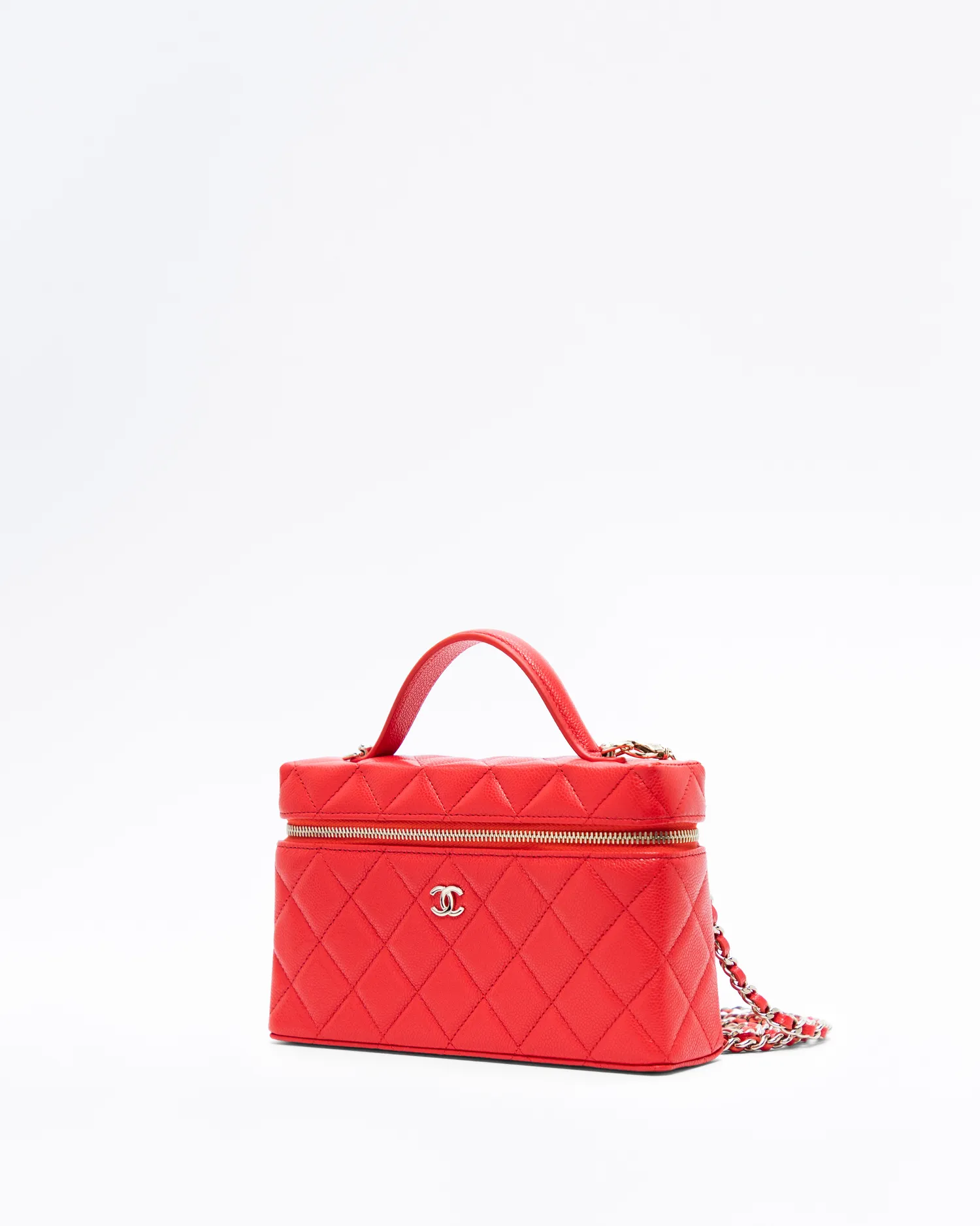 Caviar Slim Vanity Case with Chain