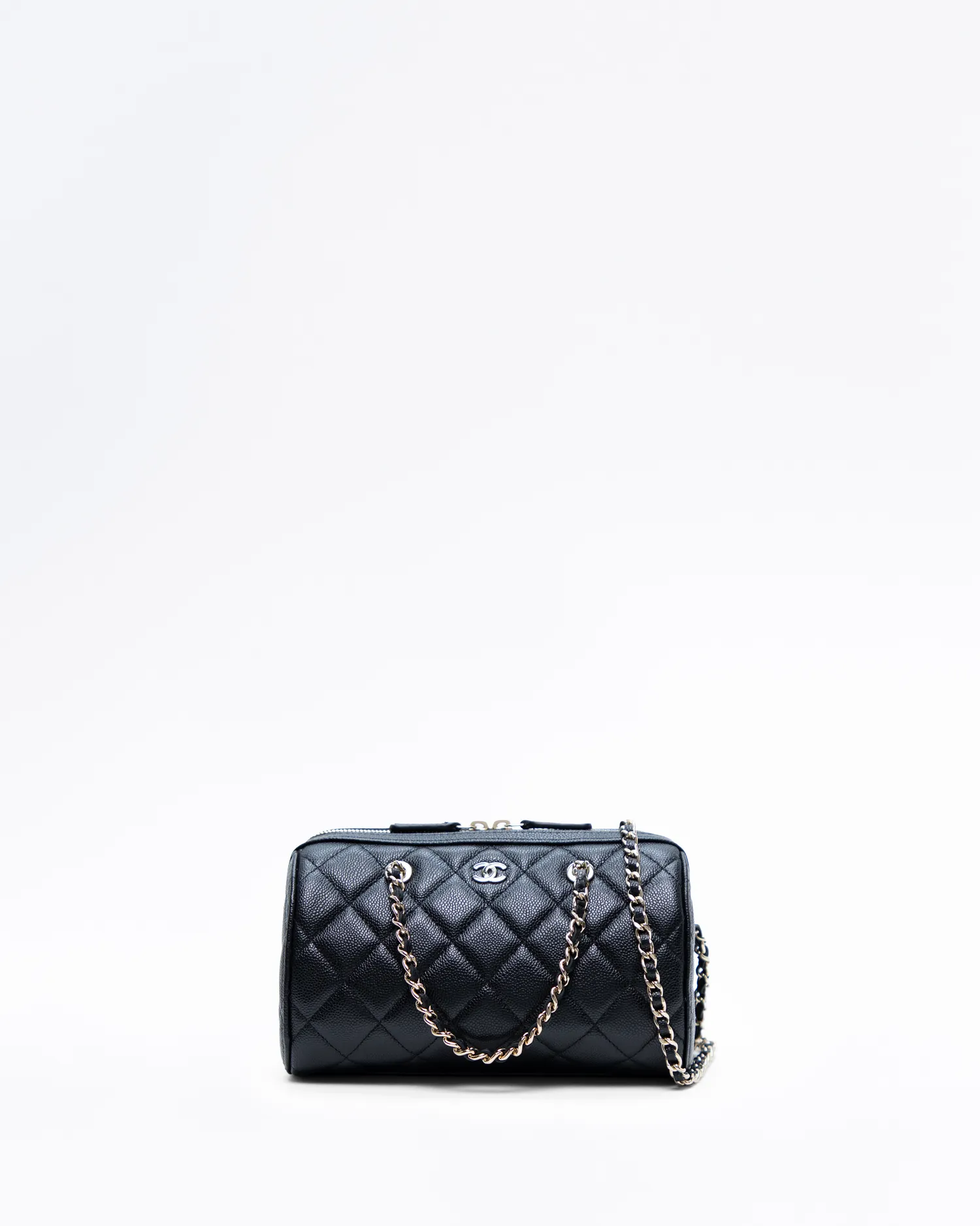 Caviar Bowling Purse with Chain