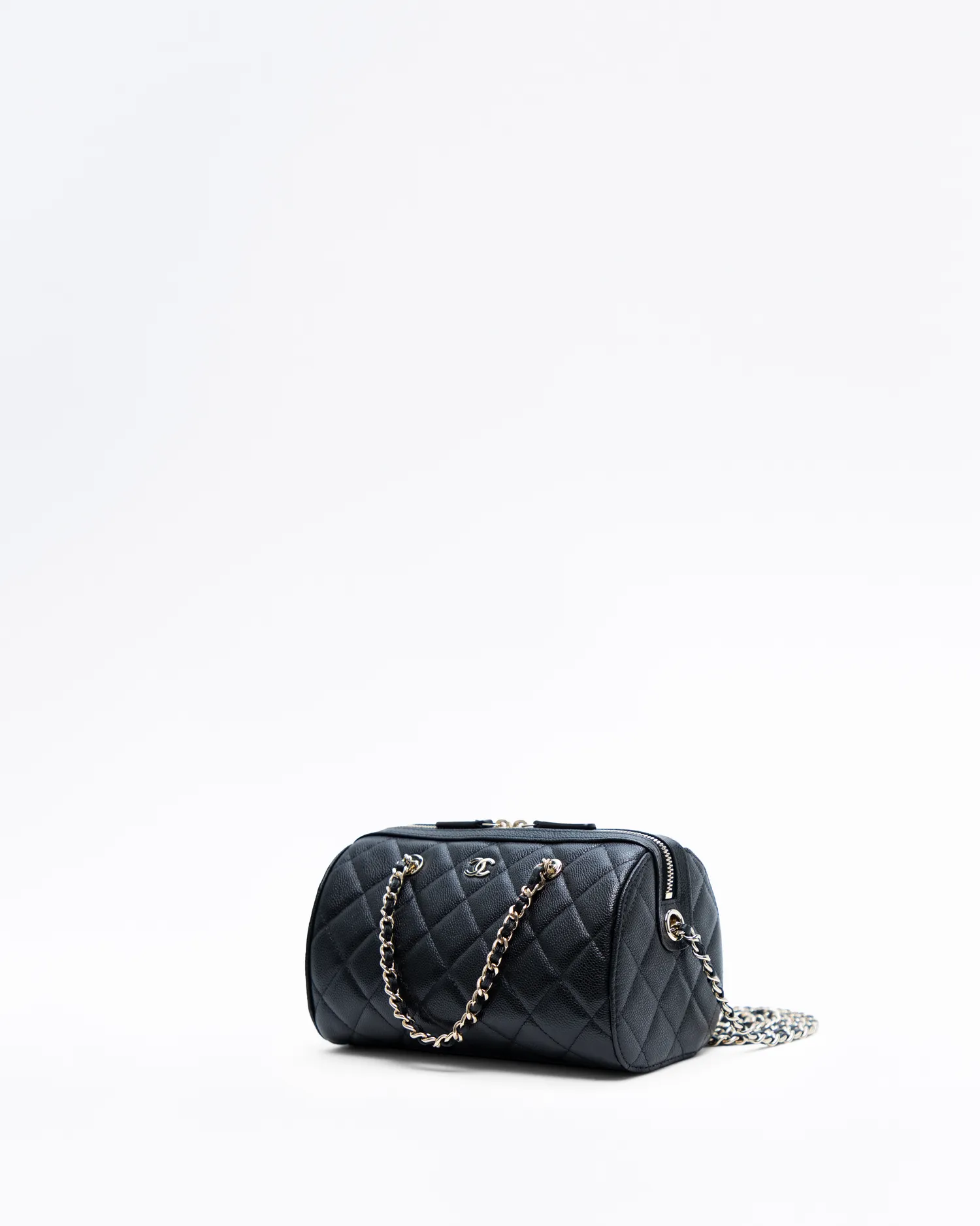 Caviar Bowling Purse with Chain