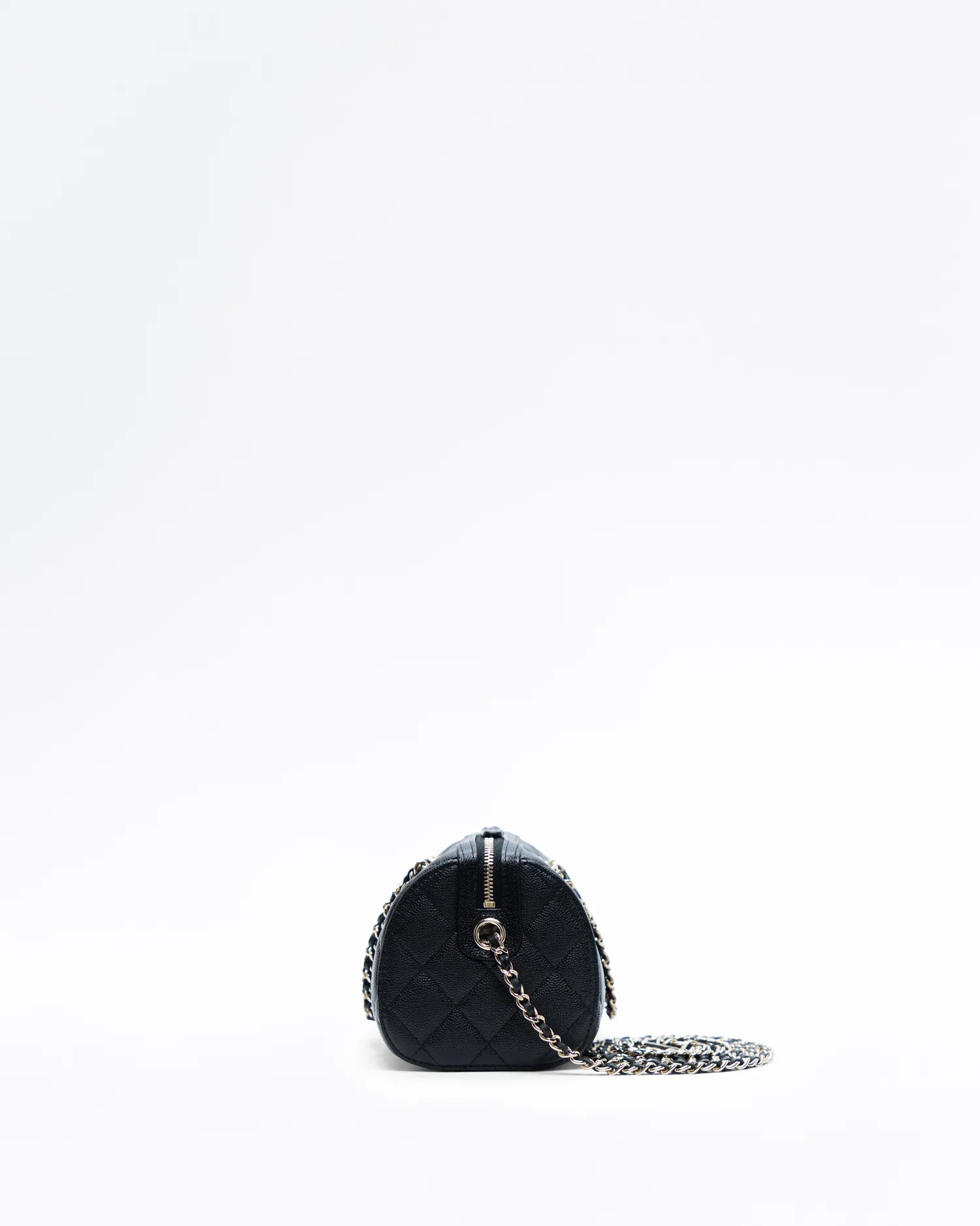 Caviar Bowling Purse with Chain