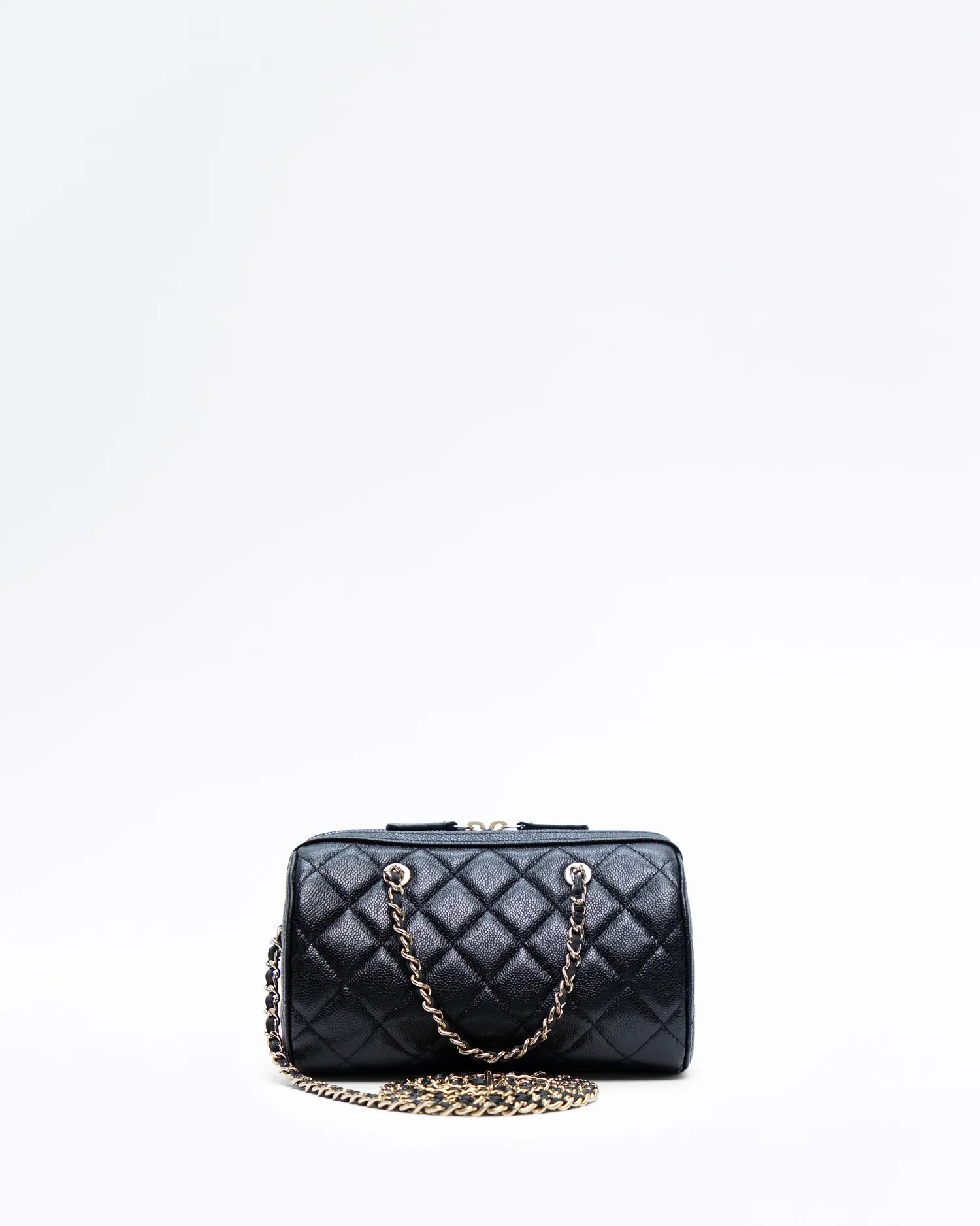 Caviar Bowling Purse with Chain