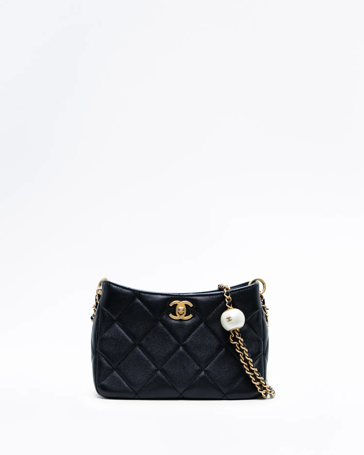 Lambskin Double Pearl Hobo Bag