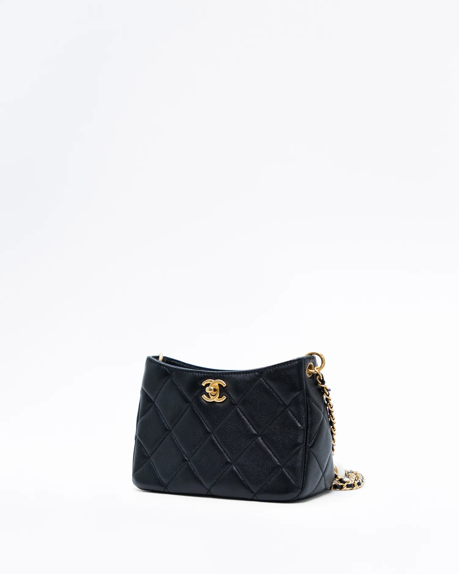 Lambskin Double Pearl Hobo Bag