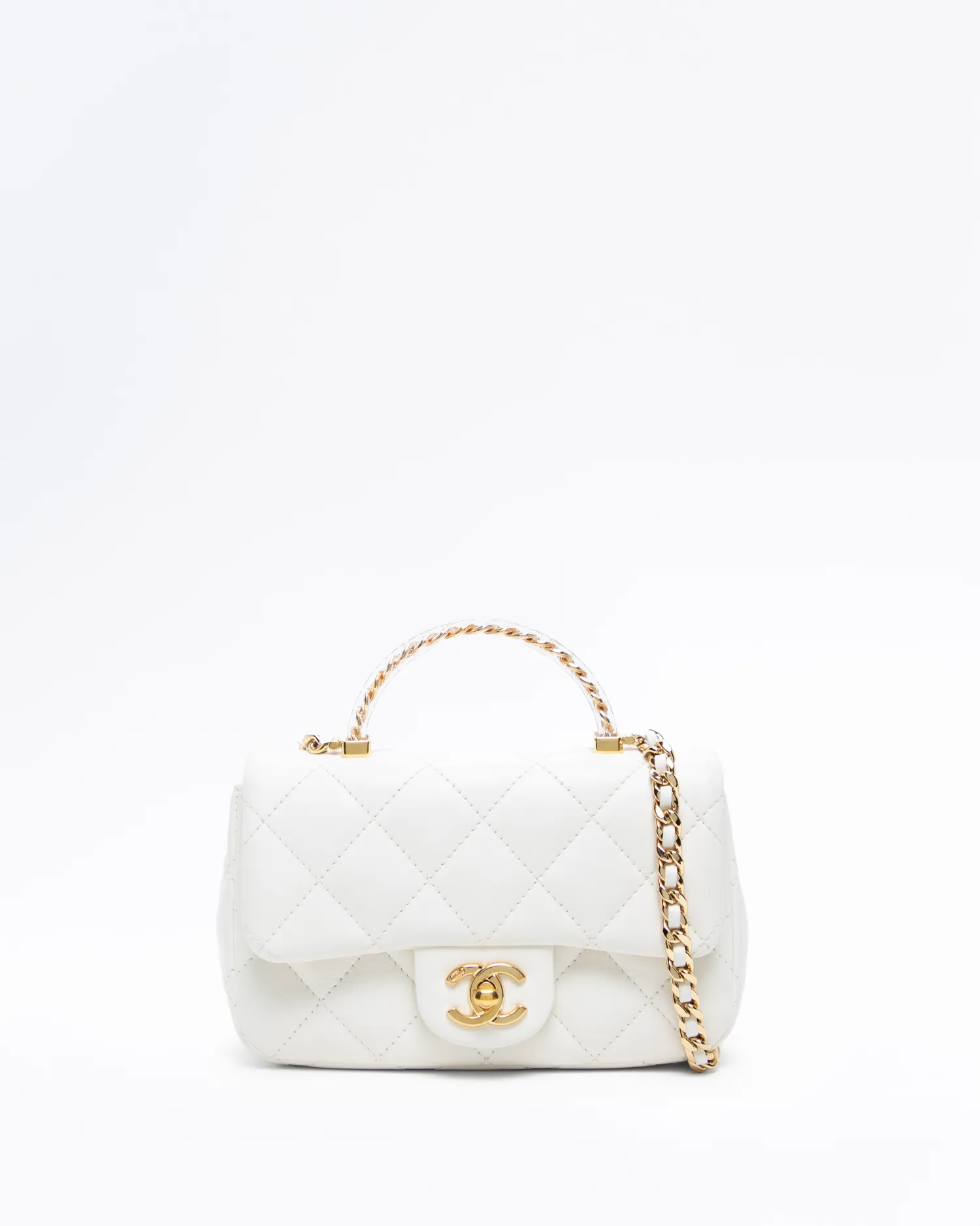Resin Chain Top Handle Mini Flap Bag