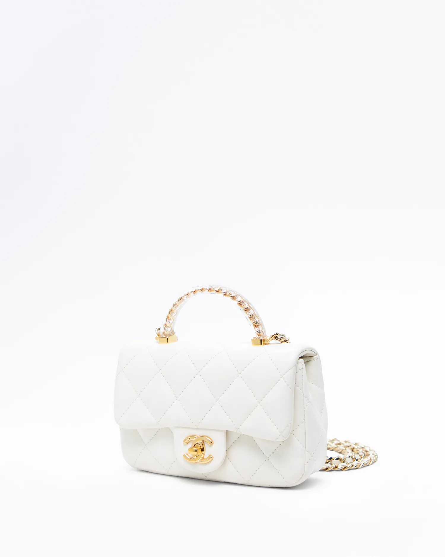 Resin Chain Top Handle Mini Flap Bag